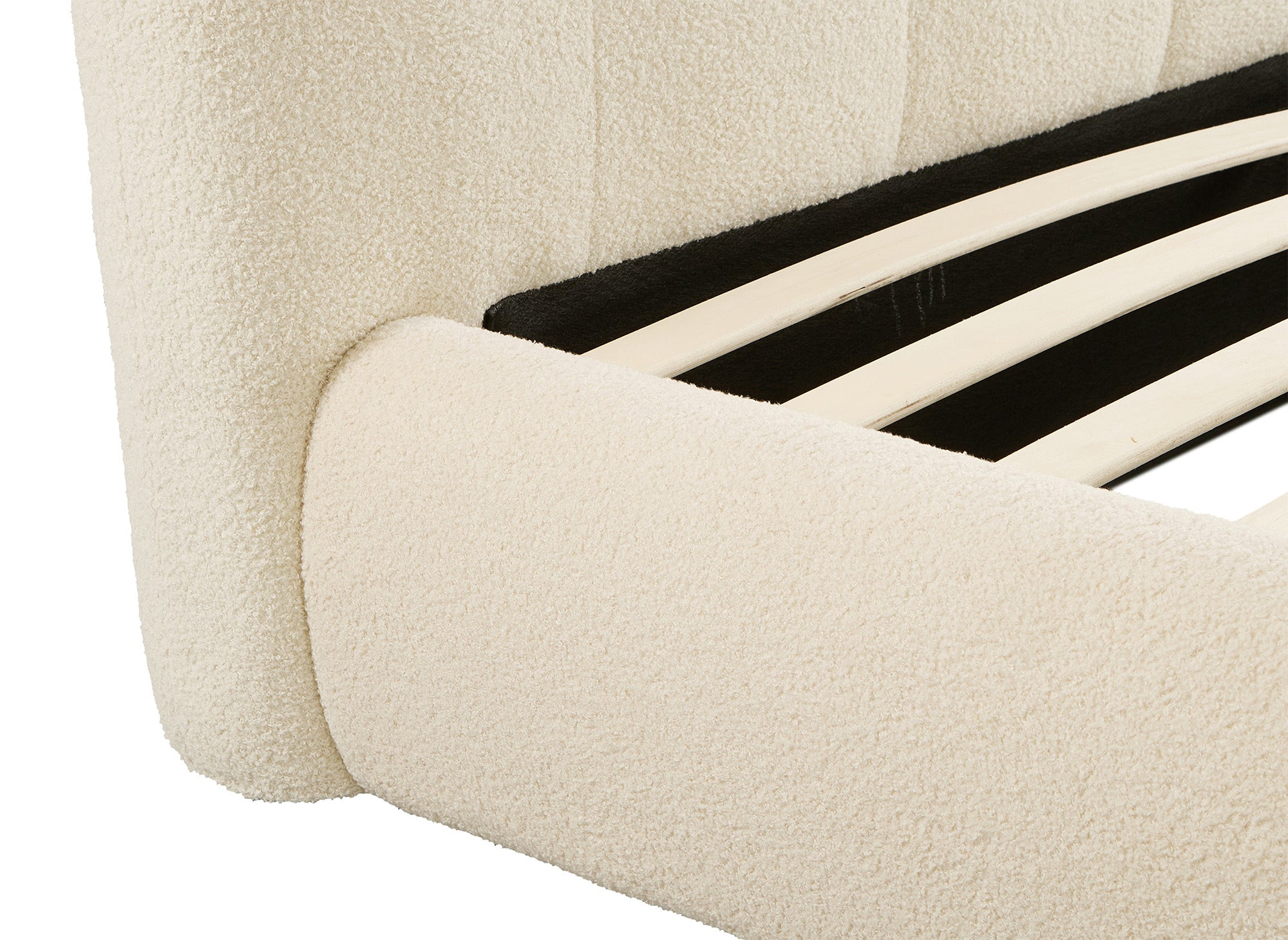 Cama doble de tejido bouclé beige 140x190cm BISCUIT