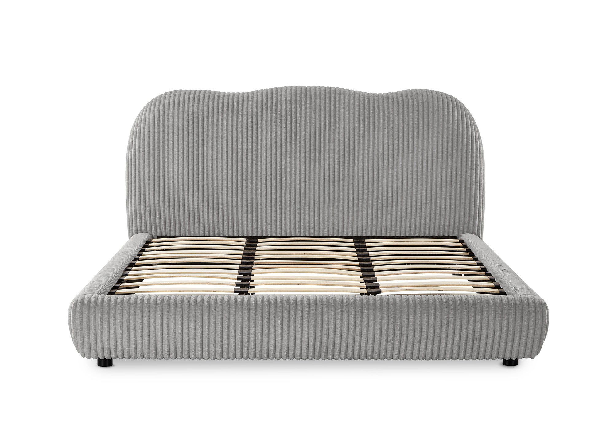 Cama doble SARA en pana gris gruesa de 180x200 cm