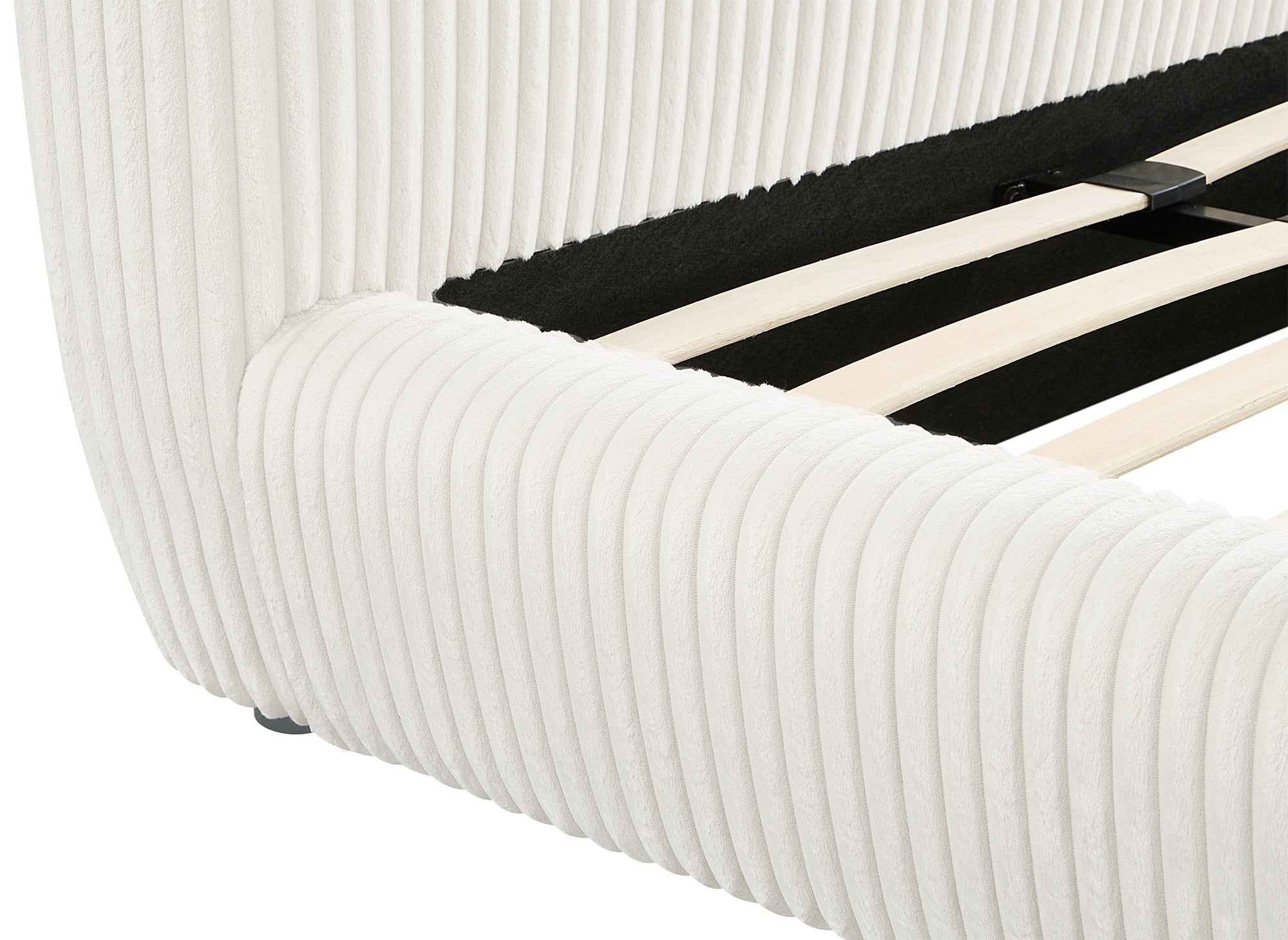 Cama doble SARA en pana gruesa color beige, 160 x 200 cm