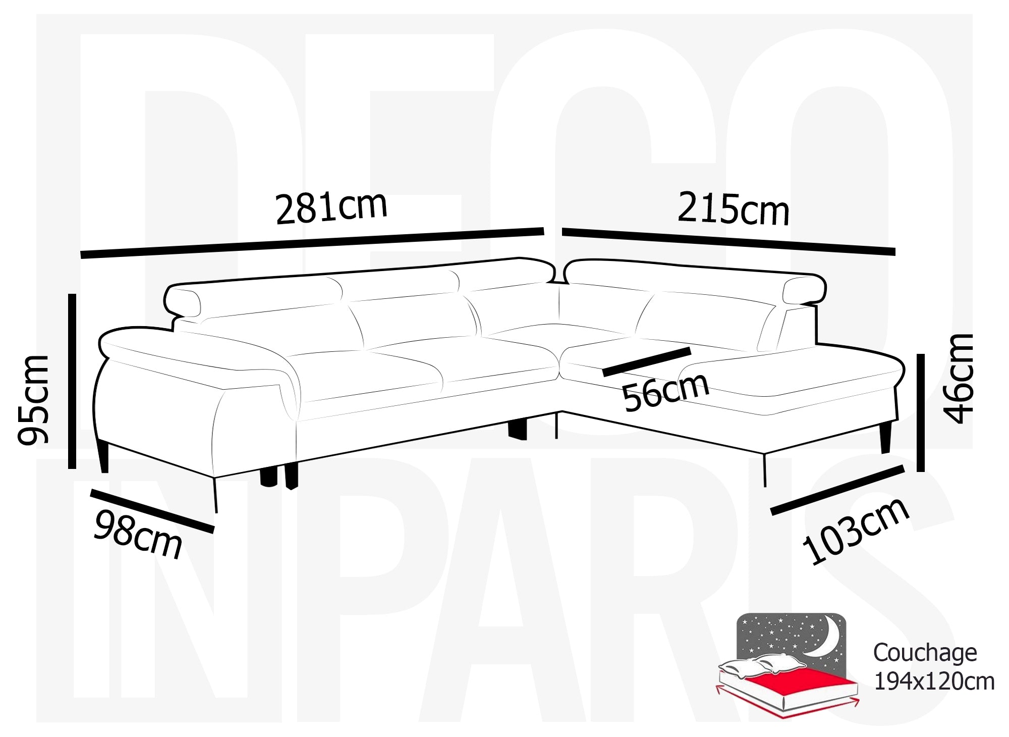 Sofá esquinero convertible SWAN con compartimento de almacenamiento en terciopelo beige - Esquinero derecho