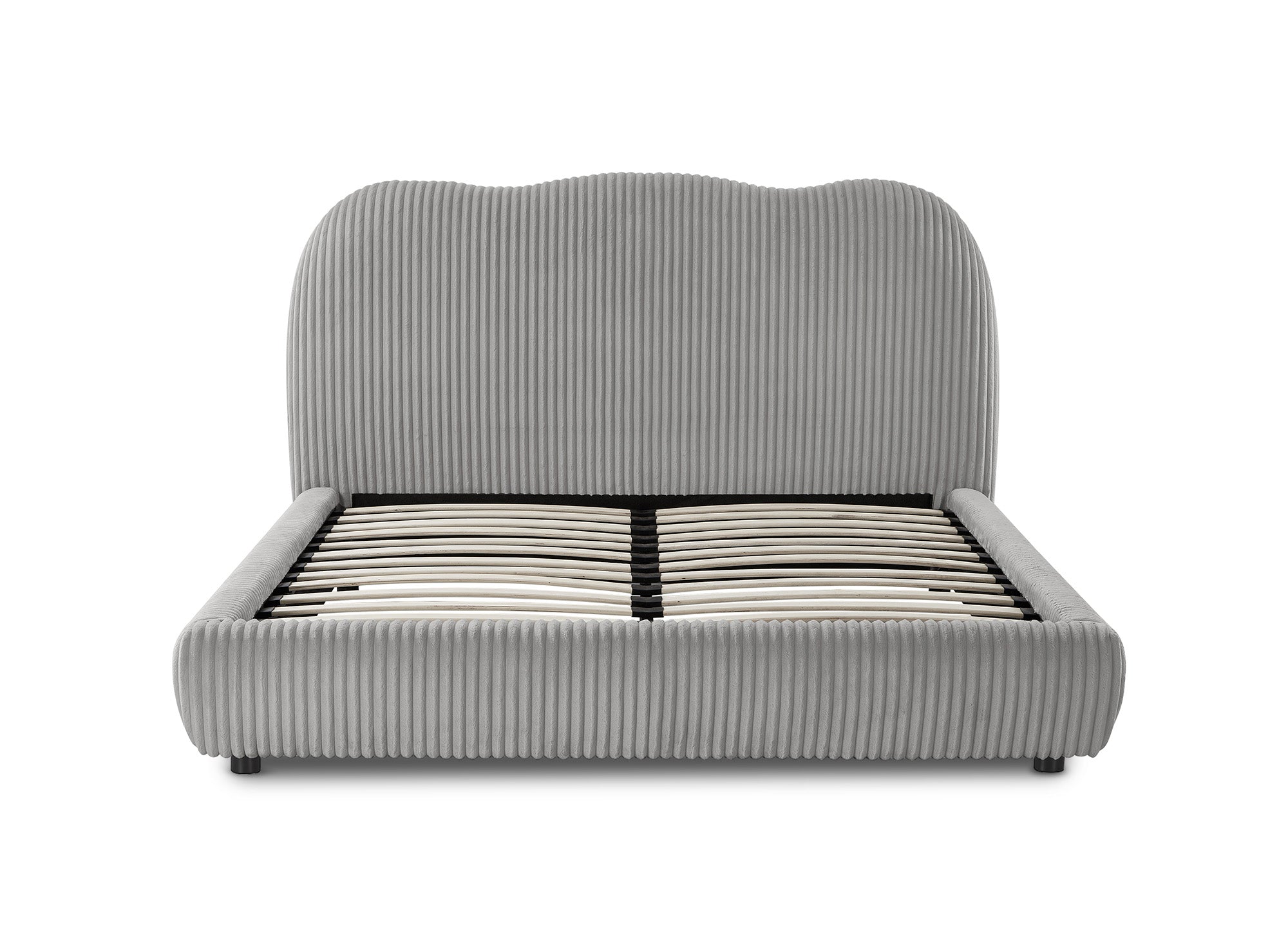 Cama doble SARA en pana gris gruesa de 160x200 cm