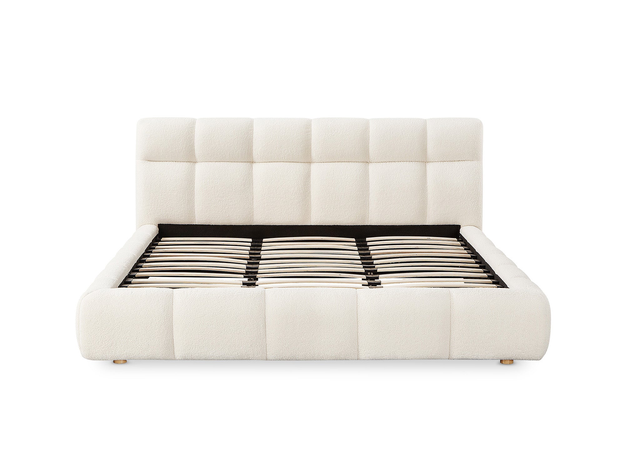 Cama doble GEORGINA de tejido bouclé crudo 160x200 cm