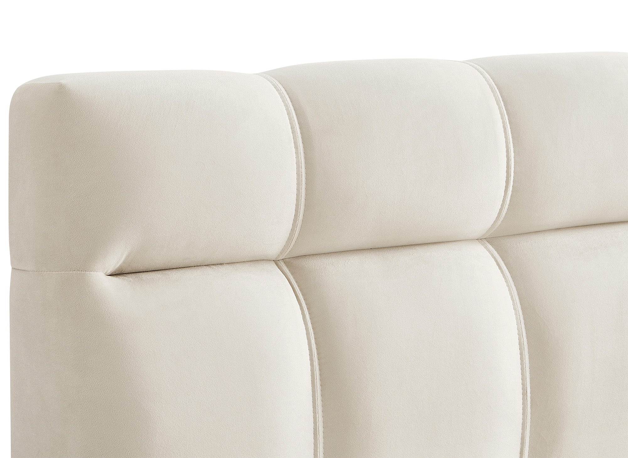 Cama doble GEORGINA de terciopelo beige, 160 x 200 cm