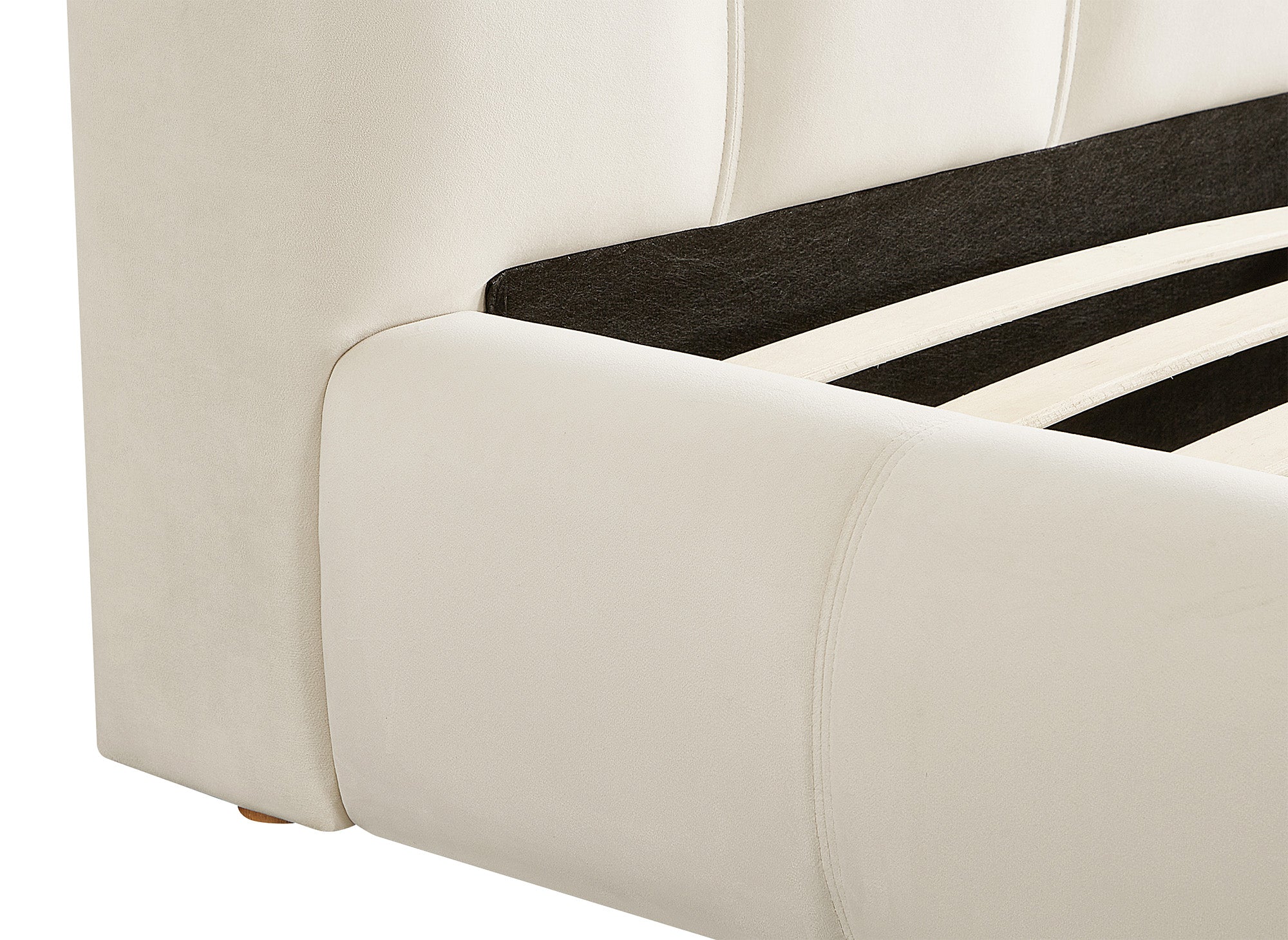 Cama doble GEORGINA de terciopelo beige, 140 x 190 cm