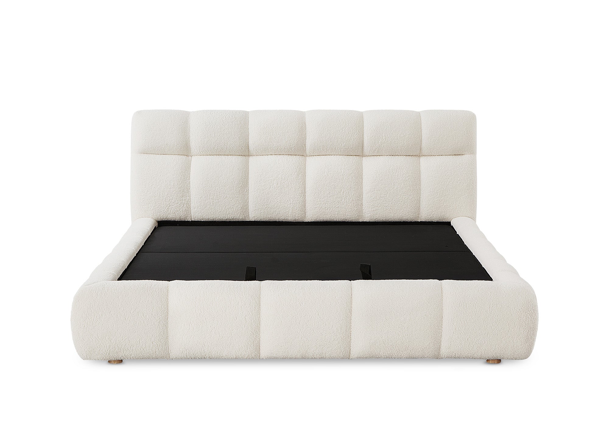 Cama contenedor de tela bouclé crudo GEORGINA 160x200 cm