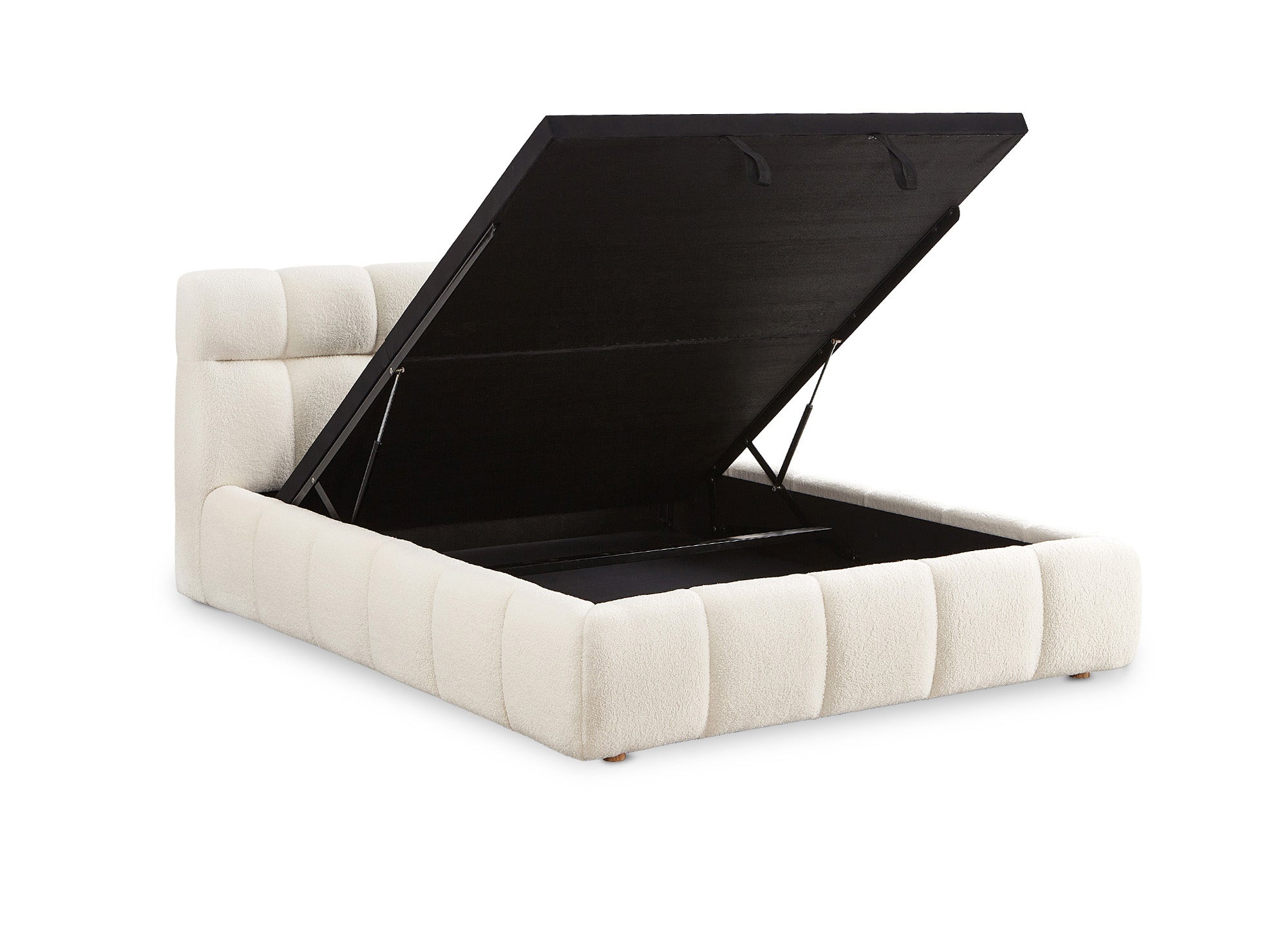 Cama contenedor de tela bouclé crudo GEORGINA 140x190 cm