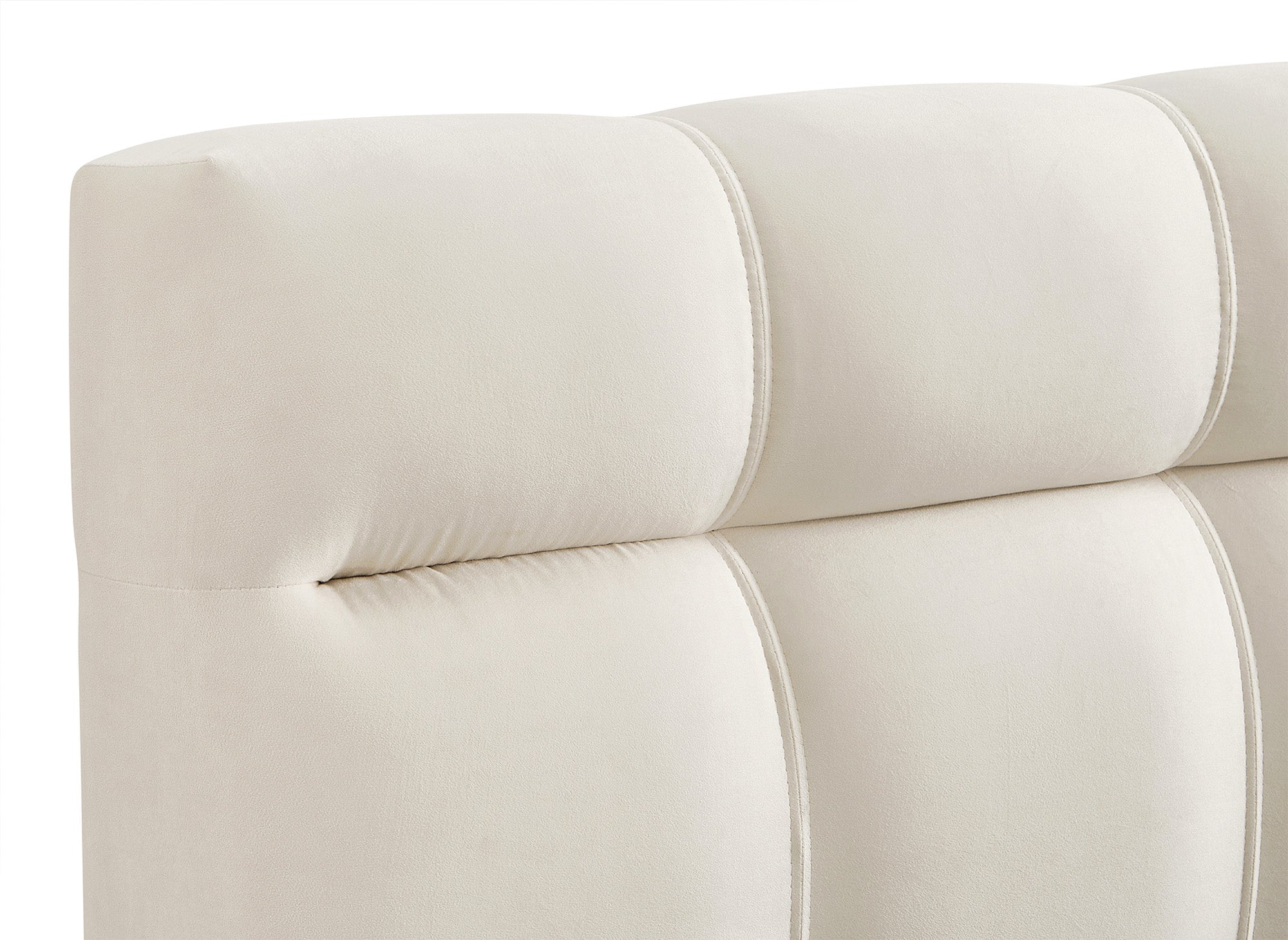 Cama con almacenaje GEORGINA de terciopelo beige 140x190 cm