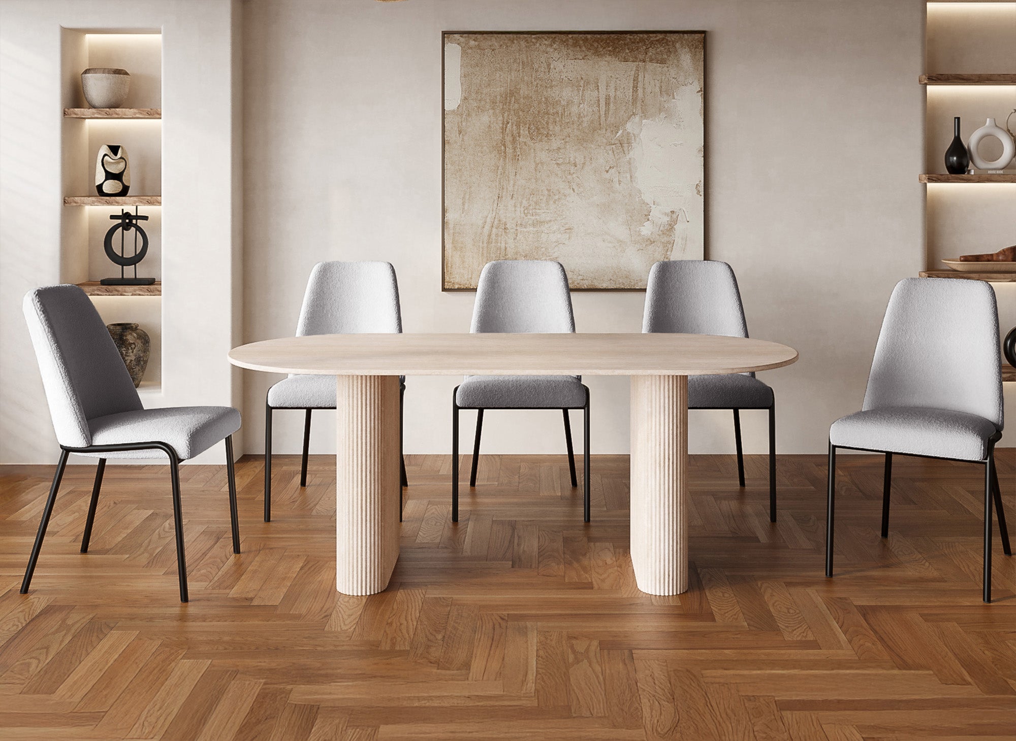 Juego de 2 sillas grises con efecto piel de oveja ABRIL