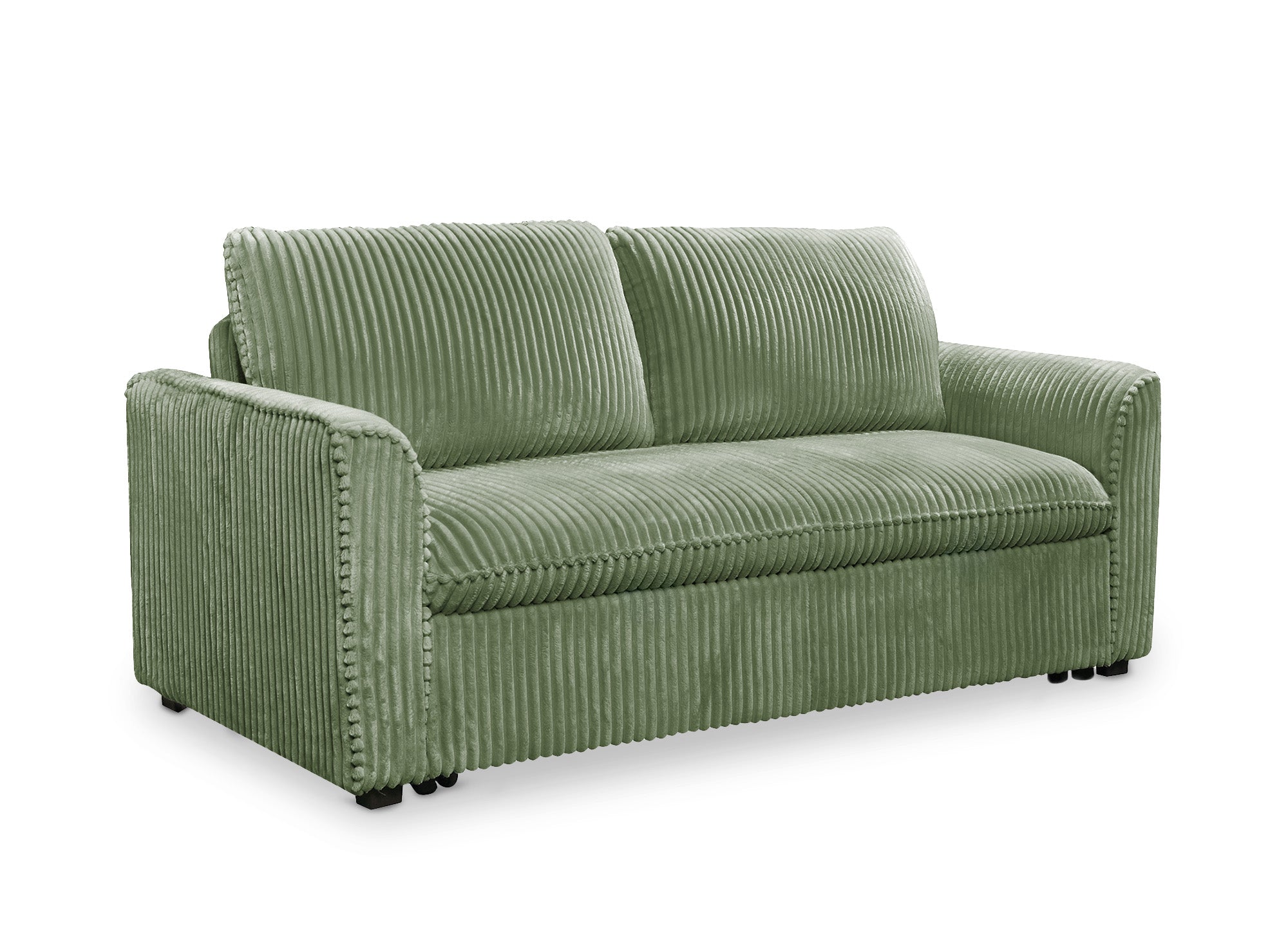 Sofá cama de 3 plazas MAYLIE en pana verde gruesa