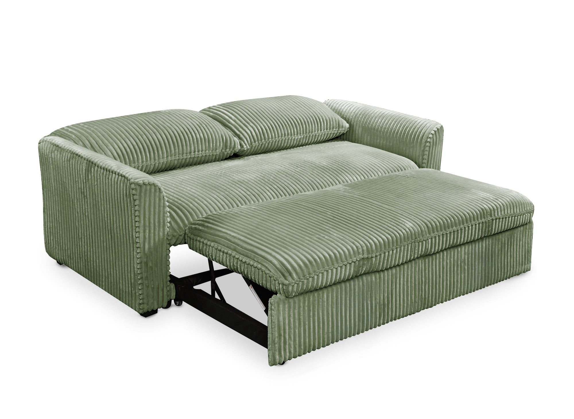 Sofá cama de 3 plazas MAYLIE en pana verde gruesa