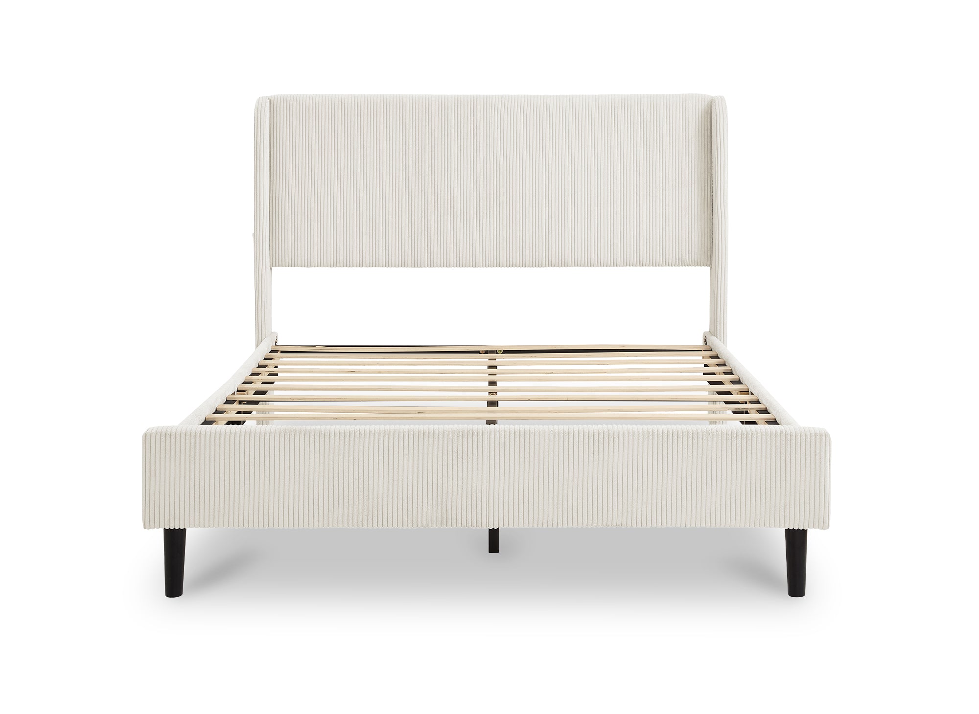 Cama doble en pana gruesa color beige 140x190cm LEVY