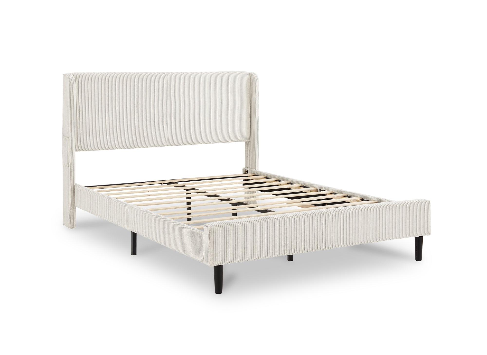 Cama doble en pana gruesa color beige 140x190cm LEVY