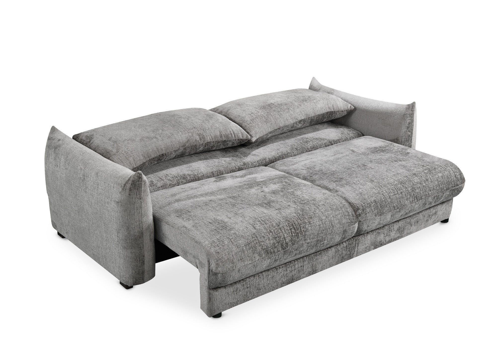 Sofá cama de 3 plazas COLBY con almacenaje en terciopelo gris jaspeado