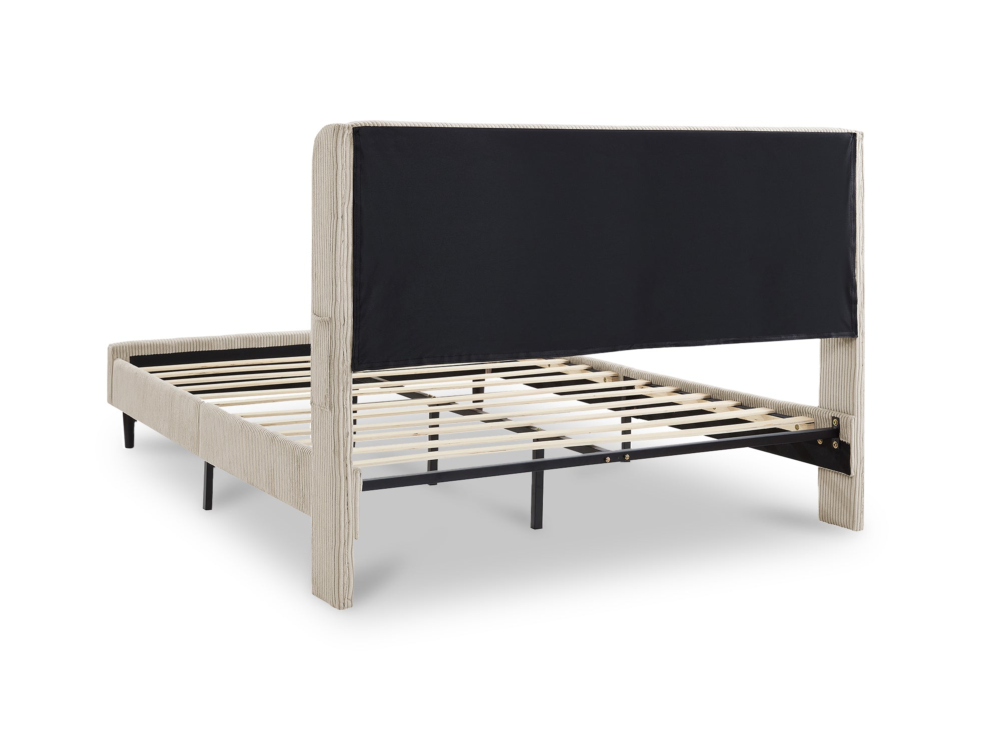 Cama doble en pana gruesa color topo 160x200cm LEVY