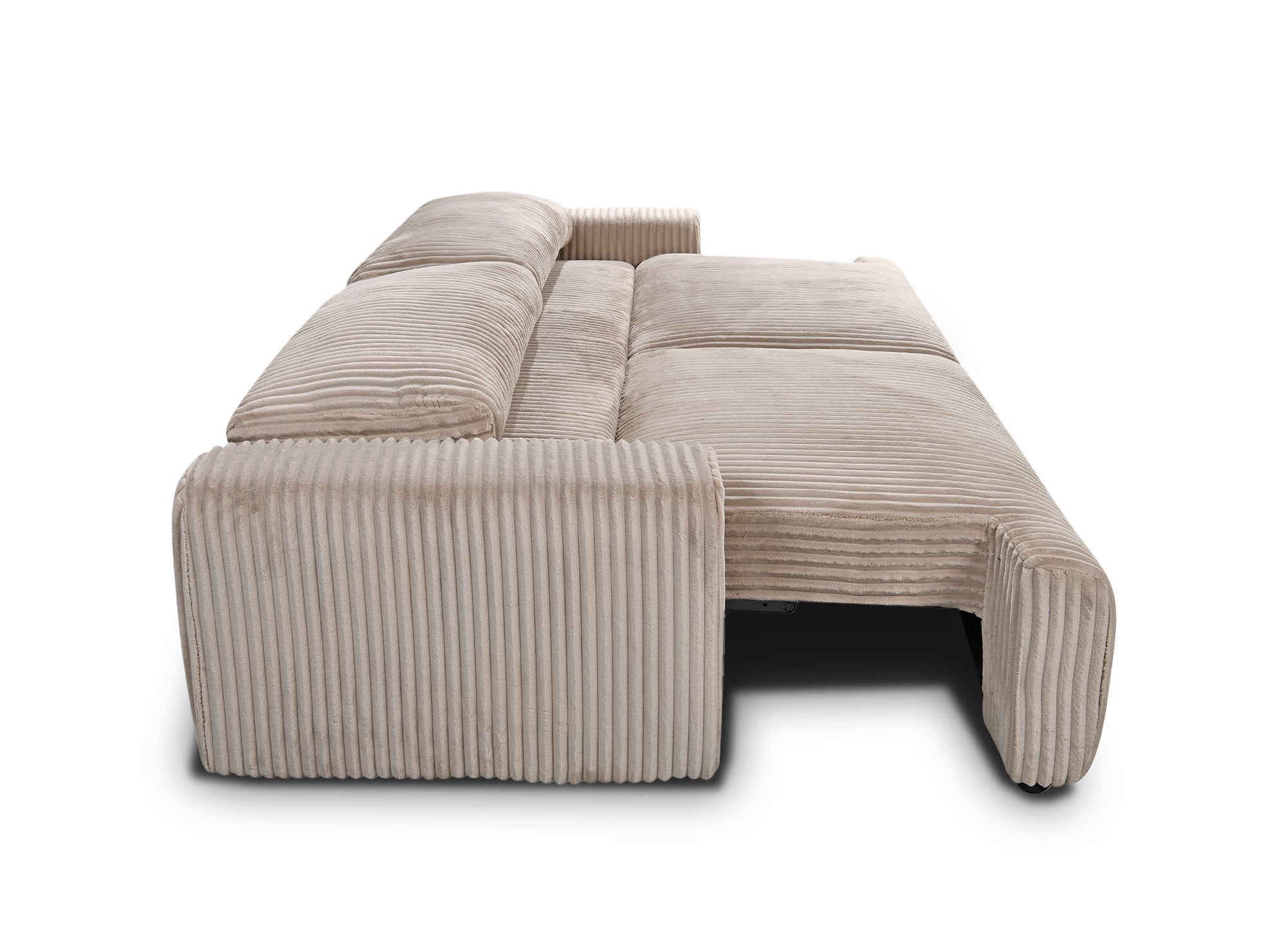 Sofá convertible MILO con almacenaje en pana gruesa color topo