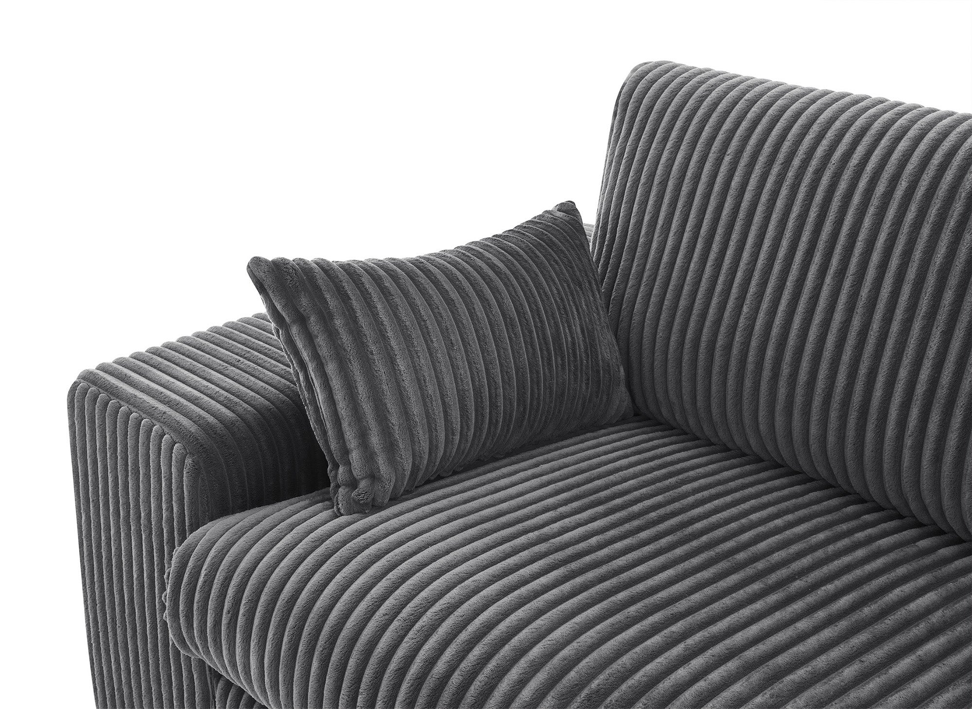 Sofá esquinero reversible SIRINA en suave tejido acanalado gris