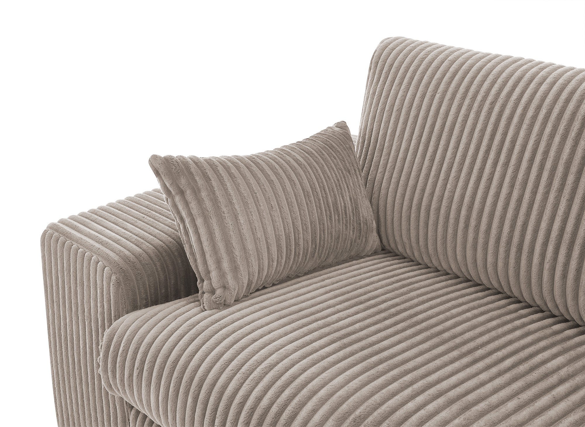 Sofá esquinero reversible SIRINA en suave tejido acanalado color topo