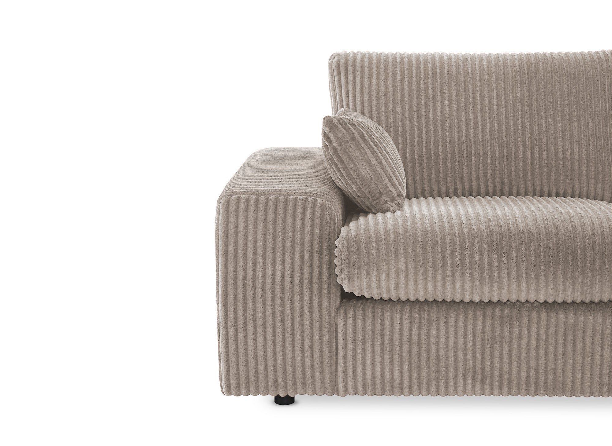 Sofá esquinero reversible SIRINA en suave tejido acanalado color topo