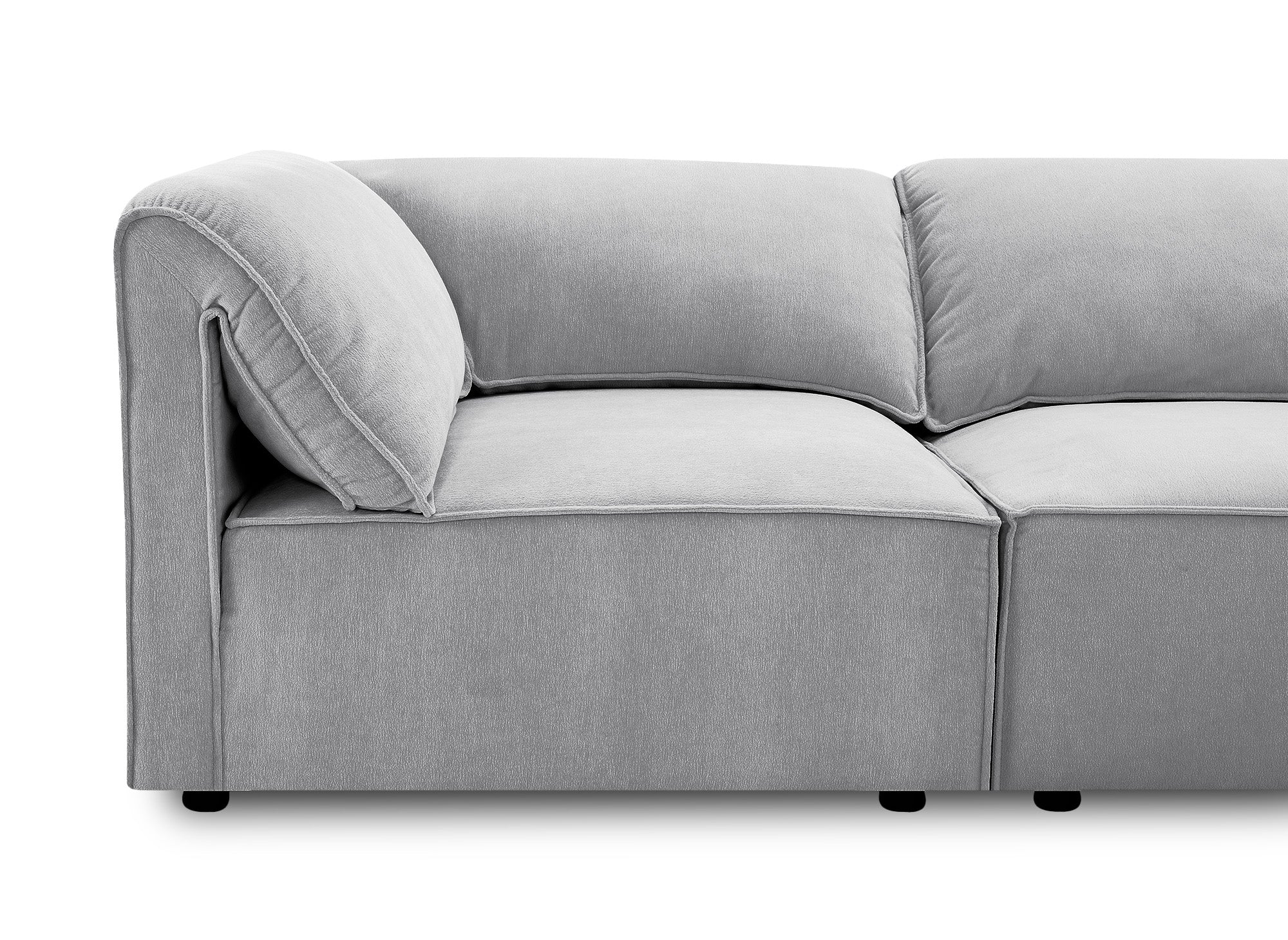 Sofá esquinero modular HARINA en terciopelo gris