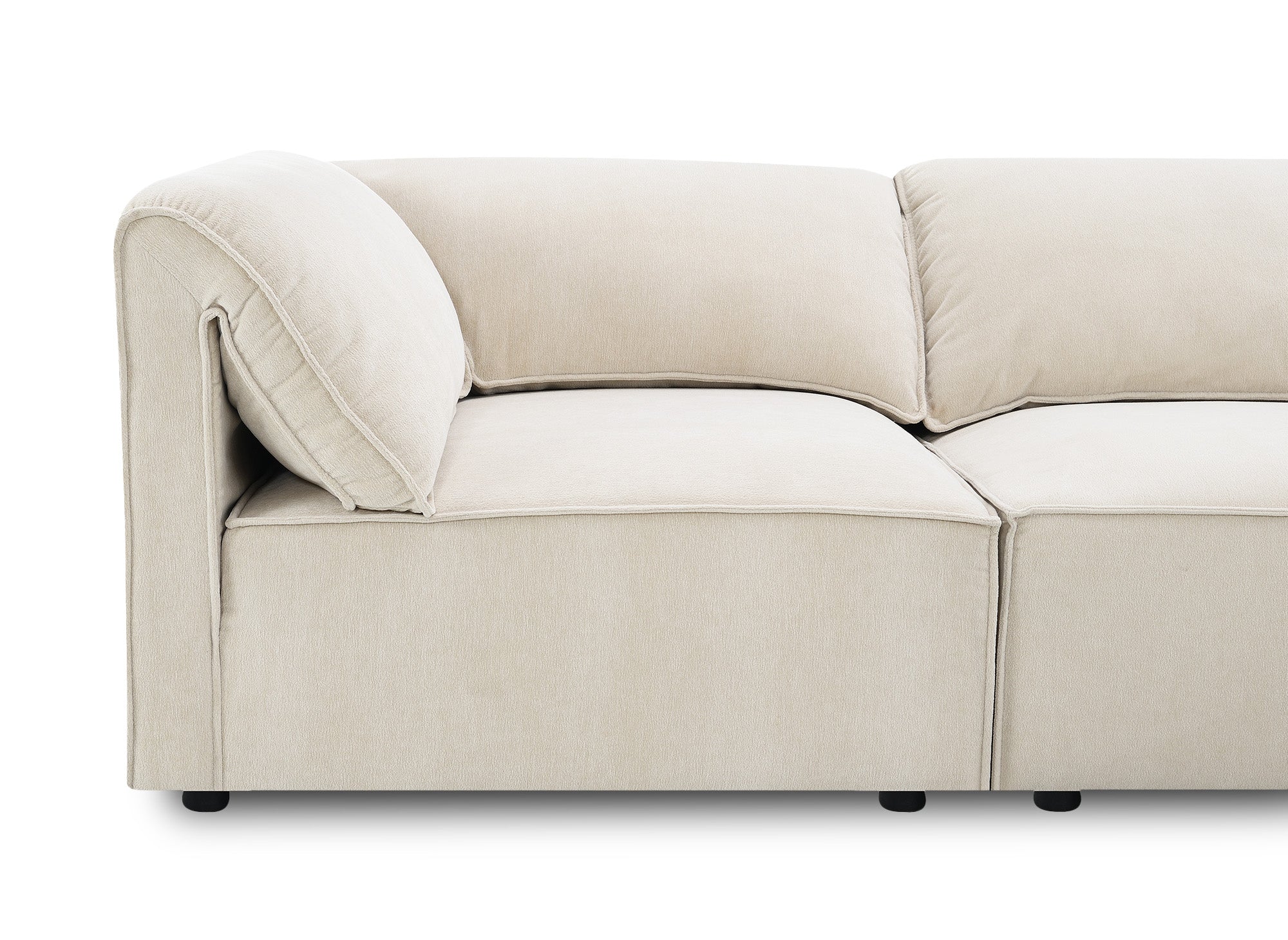 Sofá esquinero modular HARINA en terciopelo beige