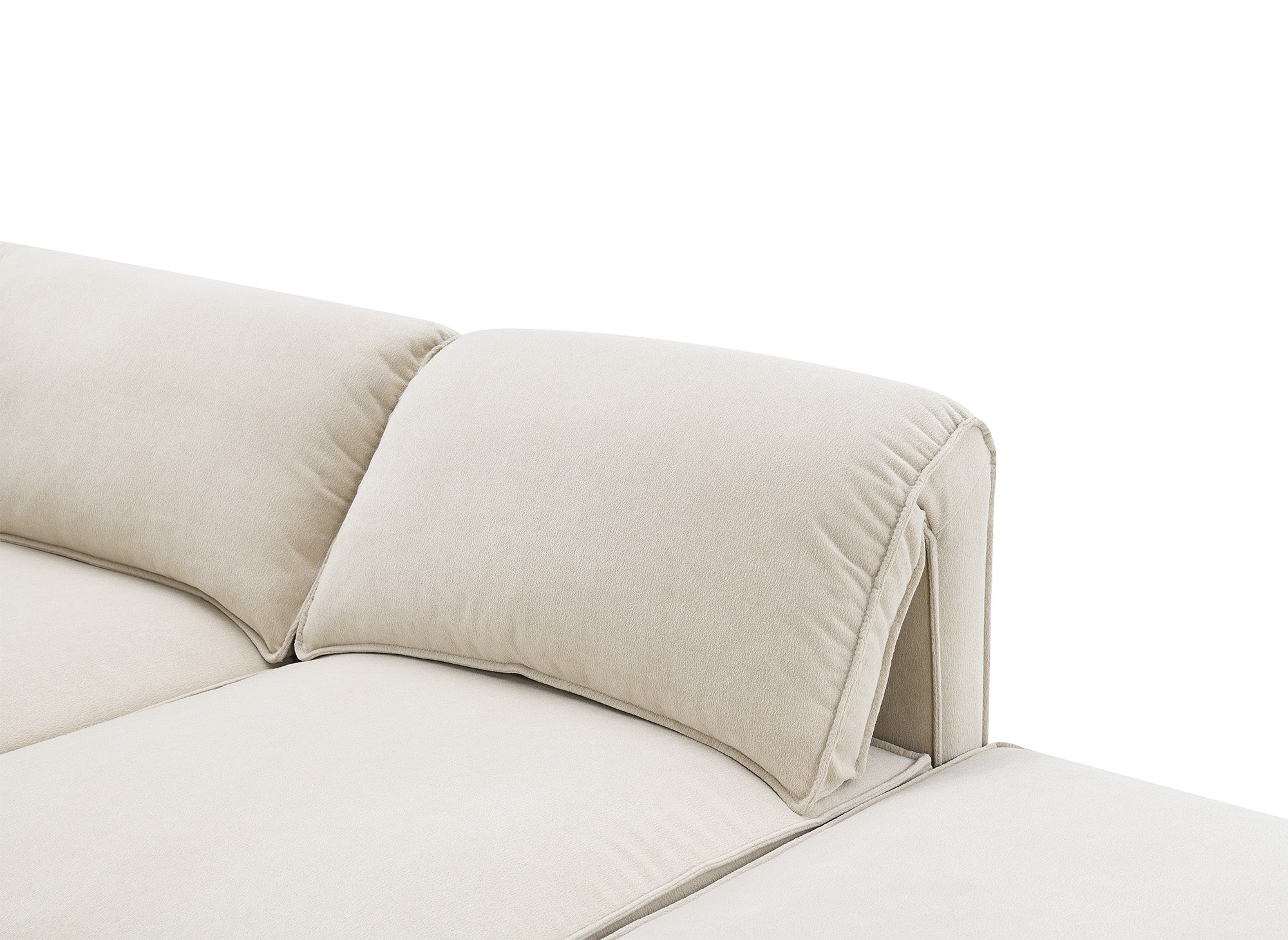 Sofá esquinero modular HARINA en terciopelo beige