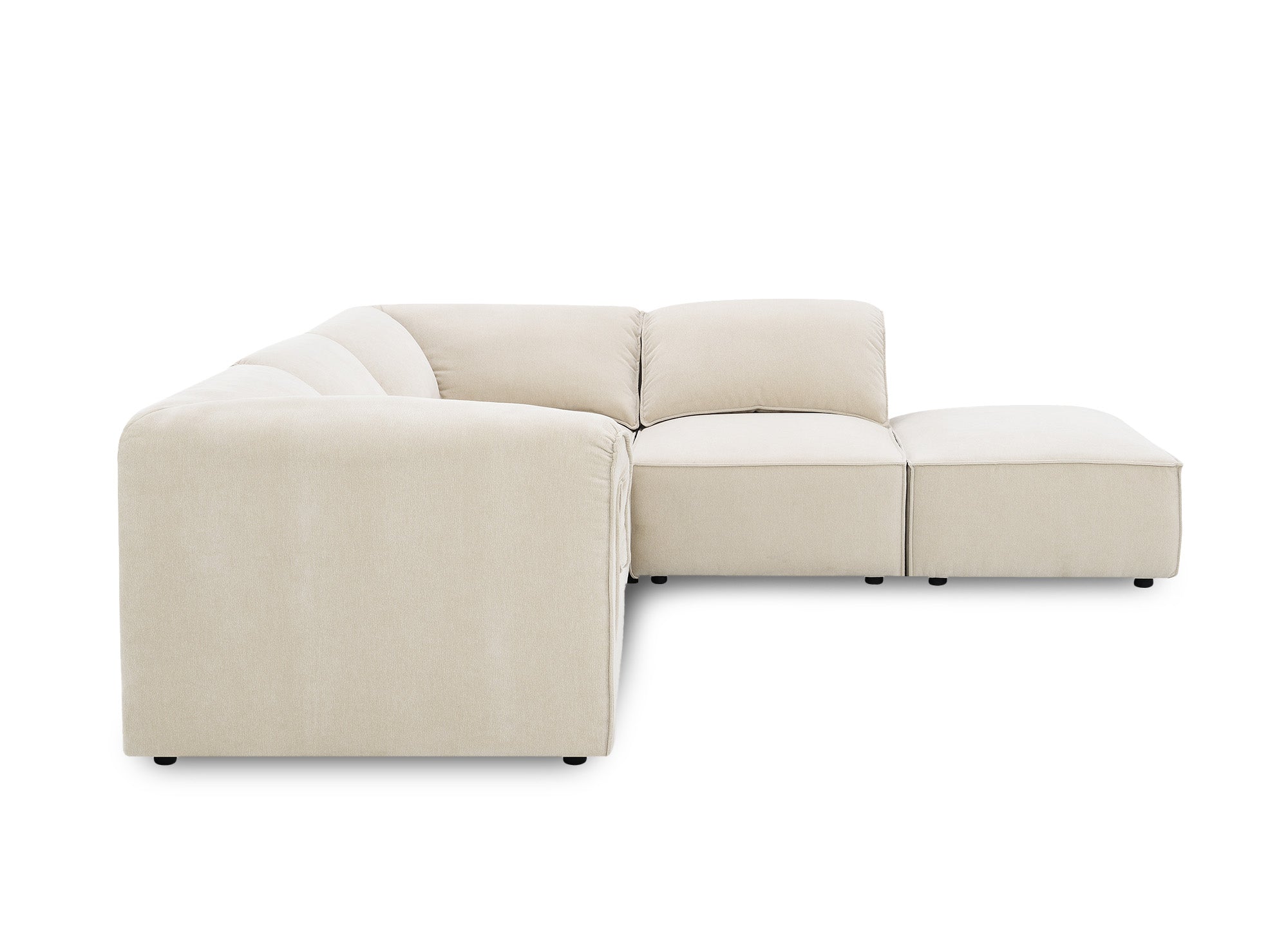 Sofá esquinero modular HARINA en terciopelo beige