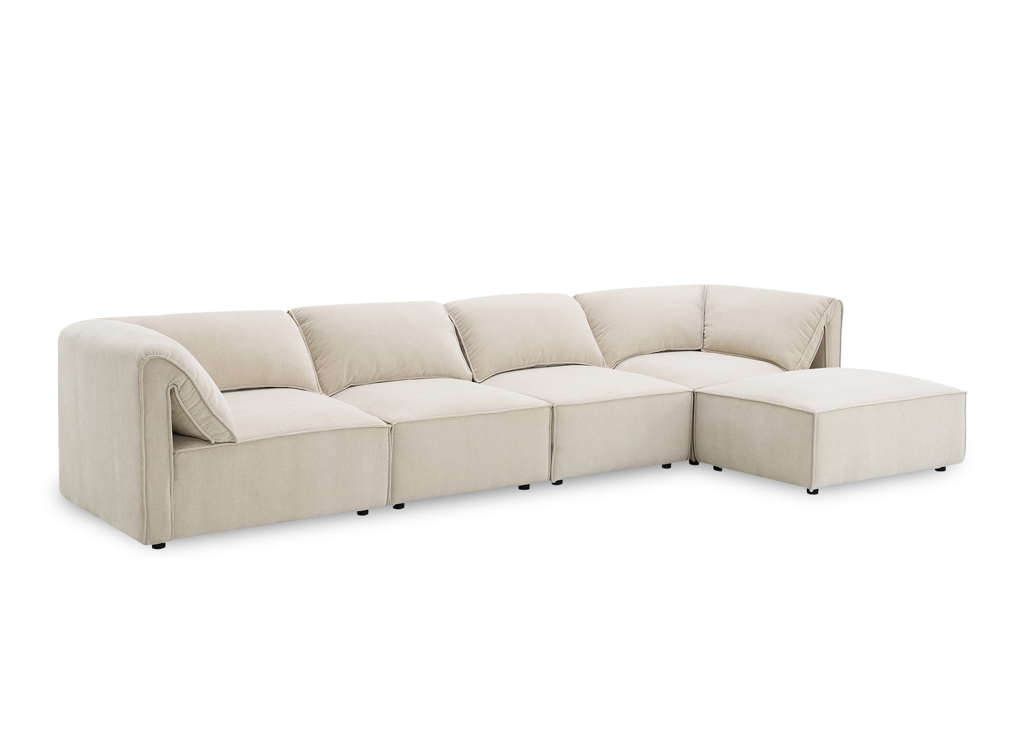 Sofá esquinero modular HARINA en terciopelo beige