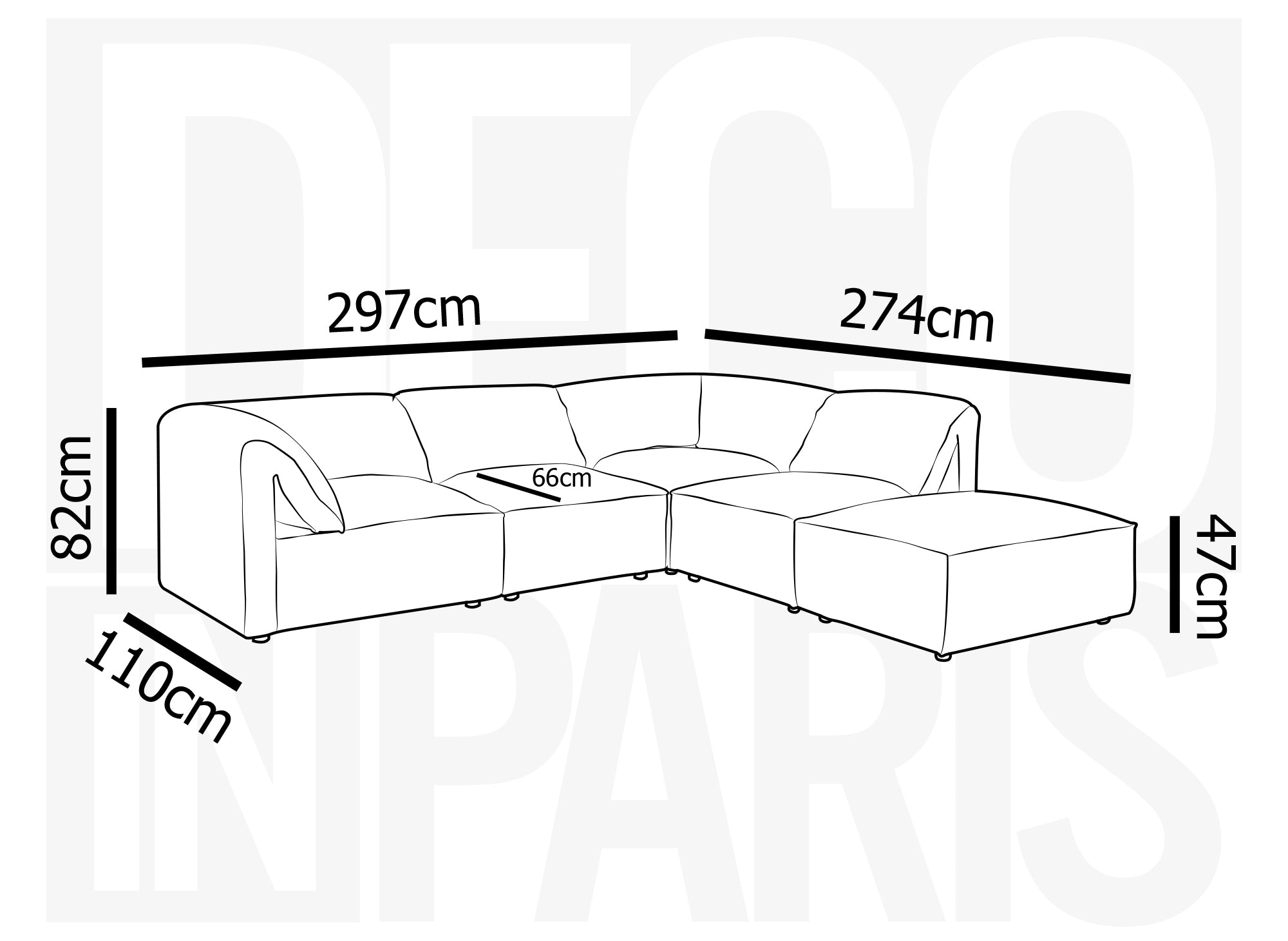 Sofá esquinero modular HARINA en terciopelo beige