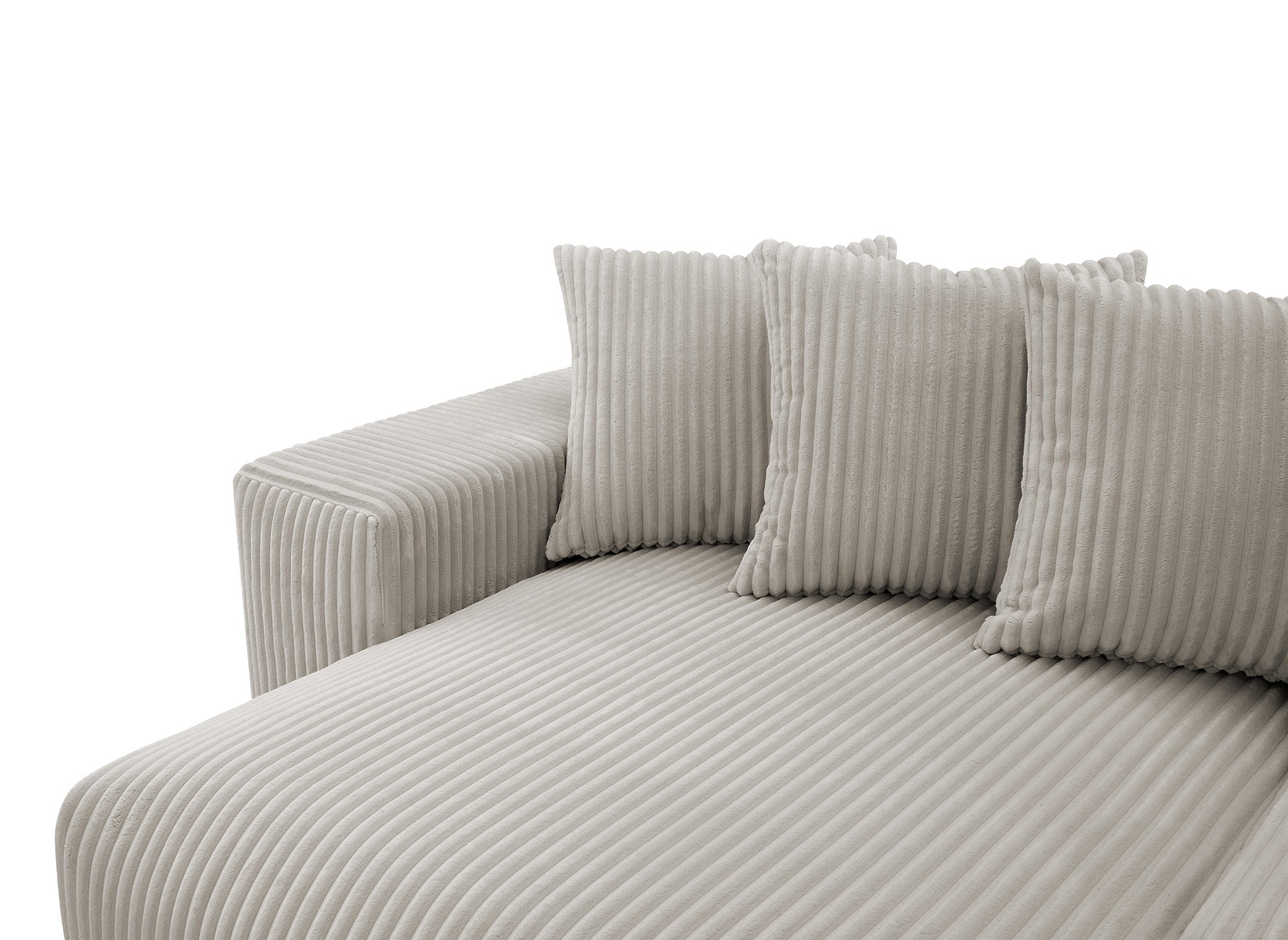 Sofá cama esquinero reversible NOELIA con almacenaje en pana gruesa color topo