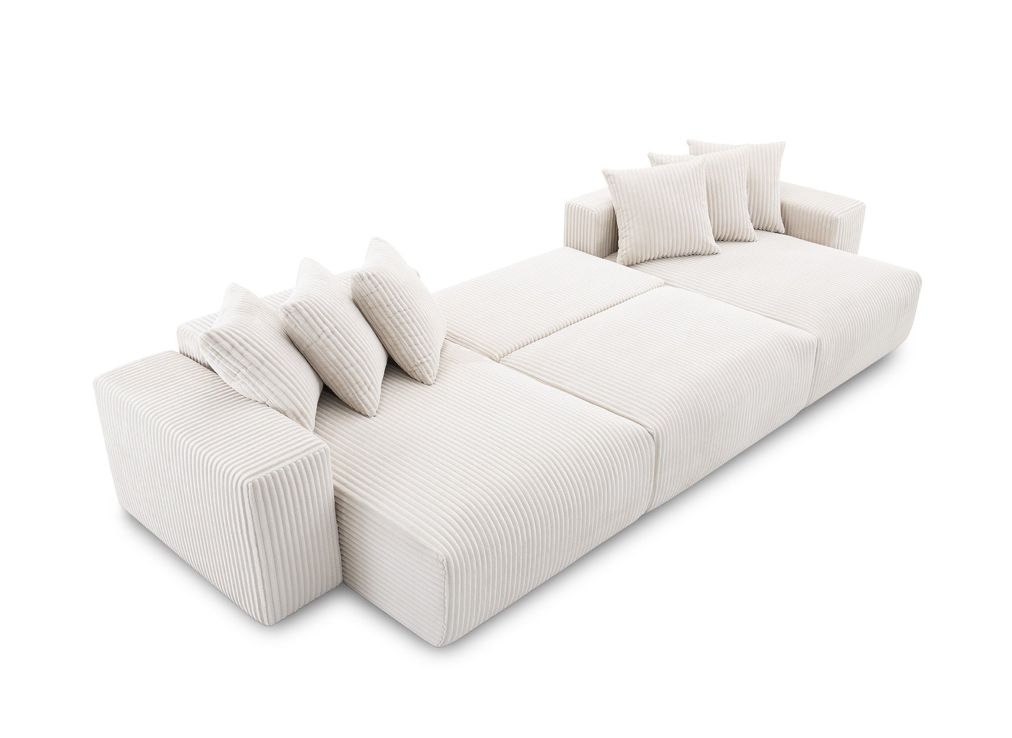 Sofá cama panorámico reversible NOELIA con almacenaje en pana gruesa color beige