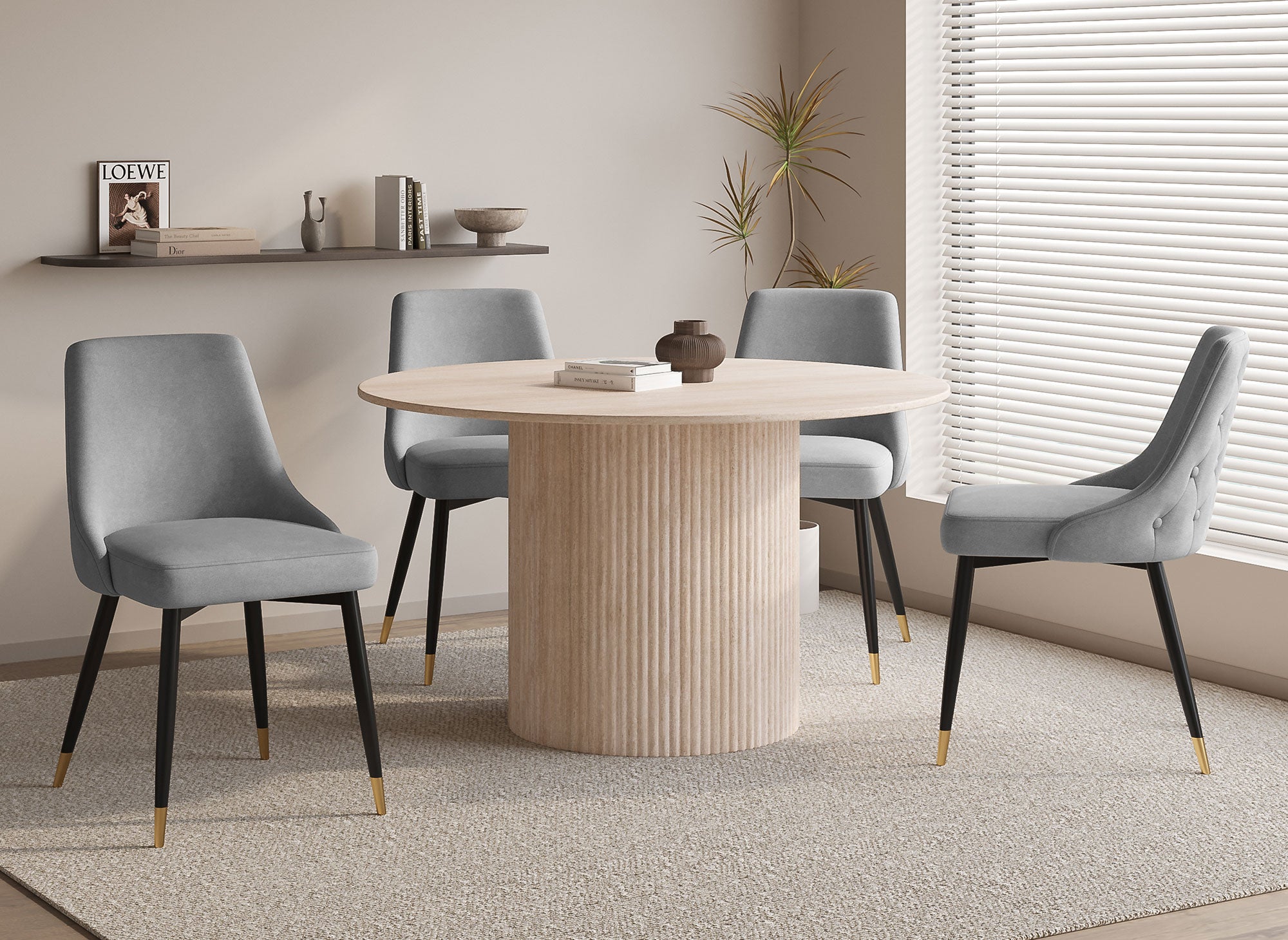 Juego de 2 sillas DORINA tapizadas en terciopelo gris