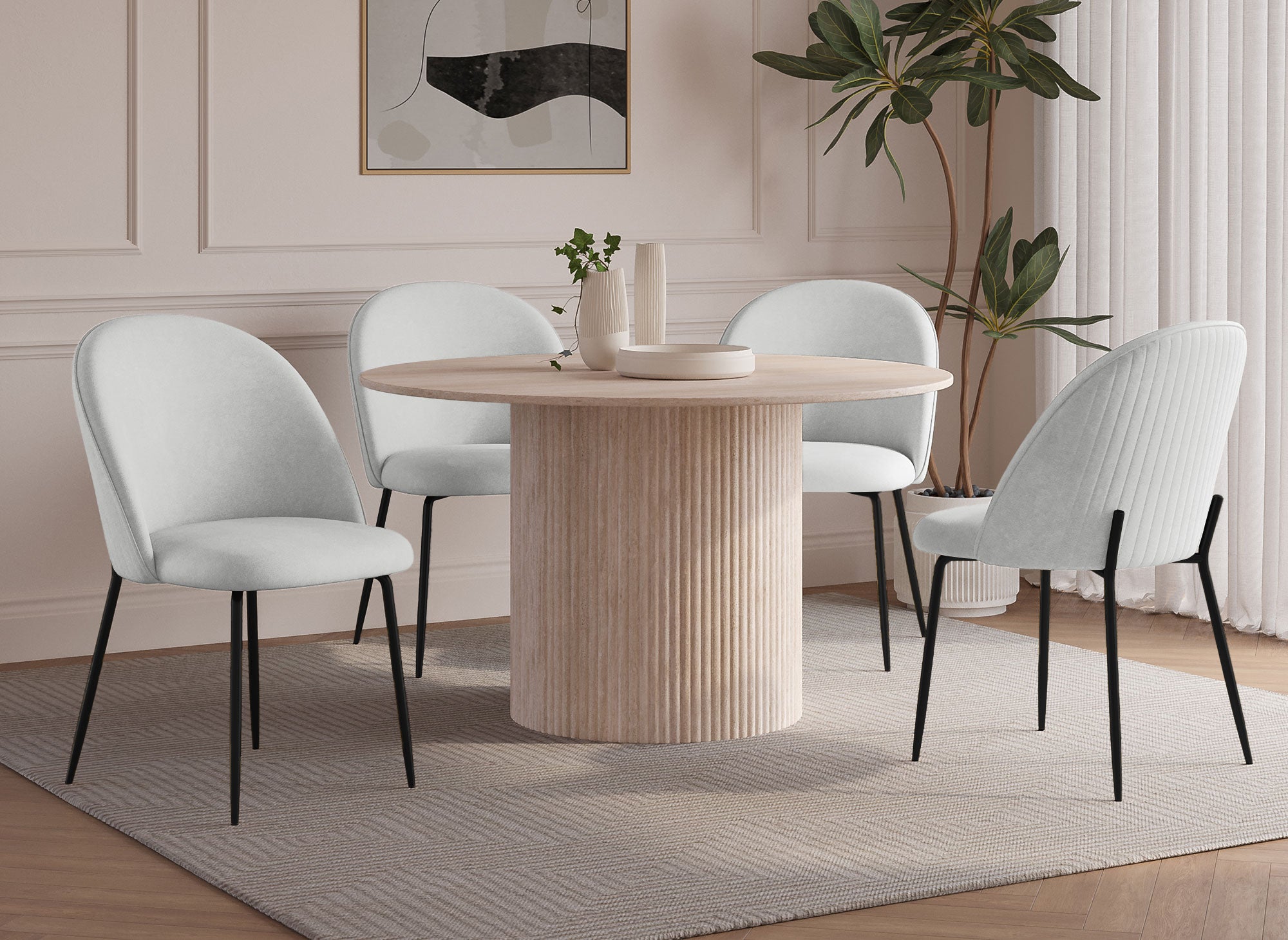 Conjunto de 2 sillas de diseño en terciopelo gris con patas negras ARABEL