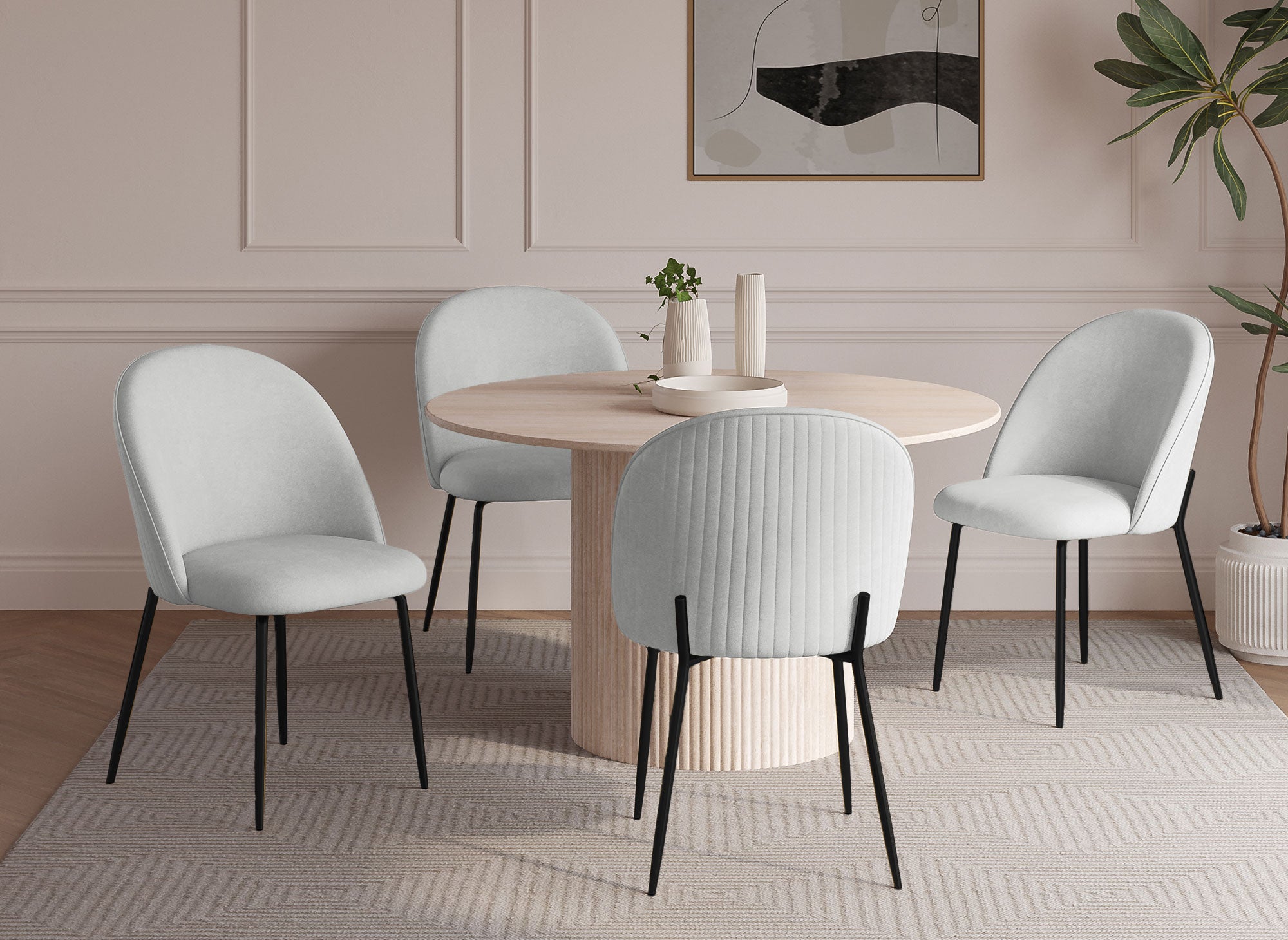 Conjunto de 2 sillas de diseño en terciopelo gris con patas negras ARABEL