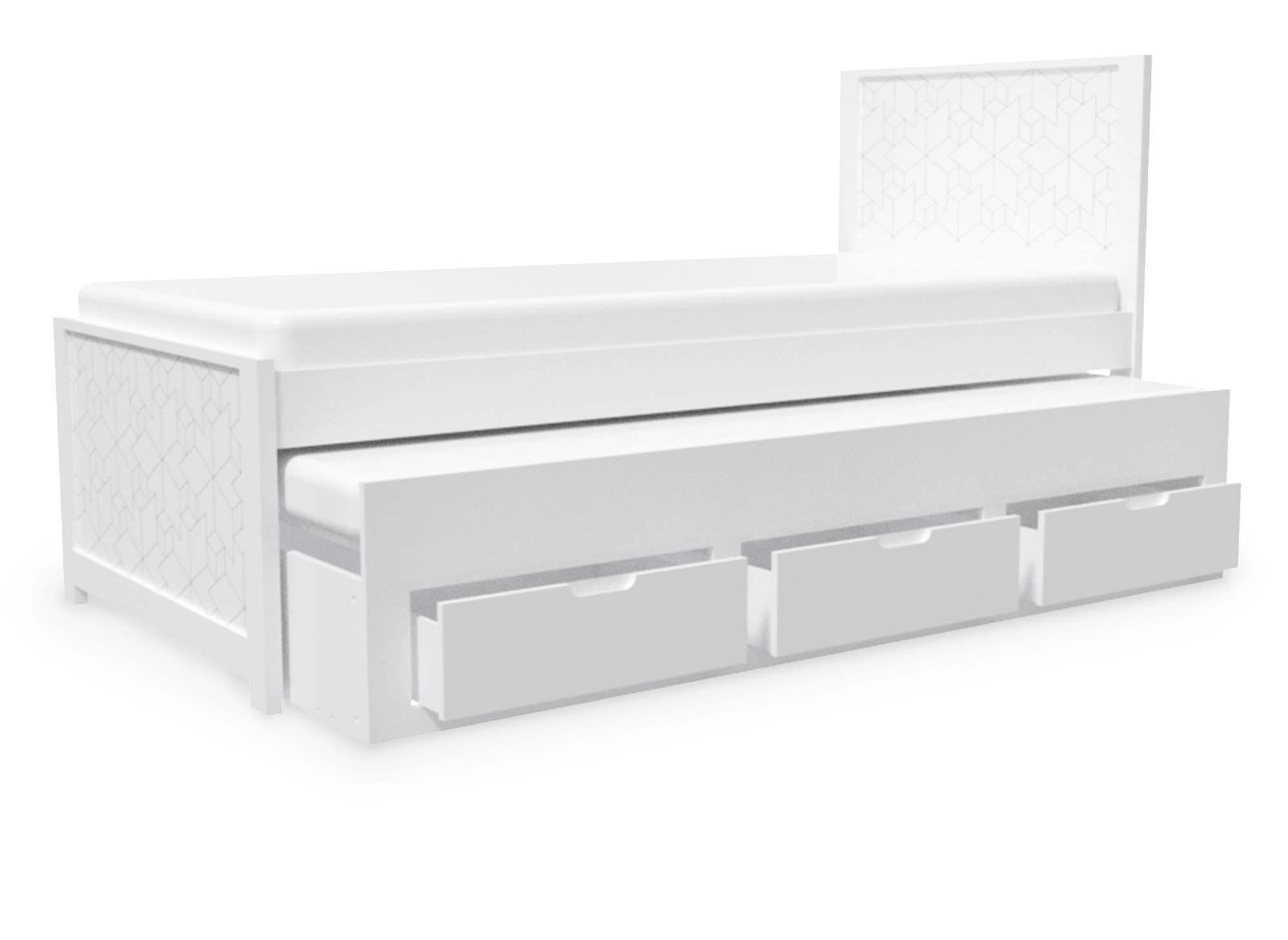 Cama nido ENORA de madera blanca con cajones, 90 x 190 cm