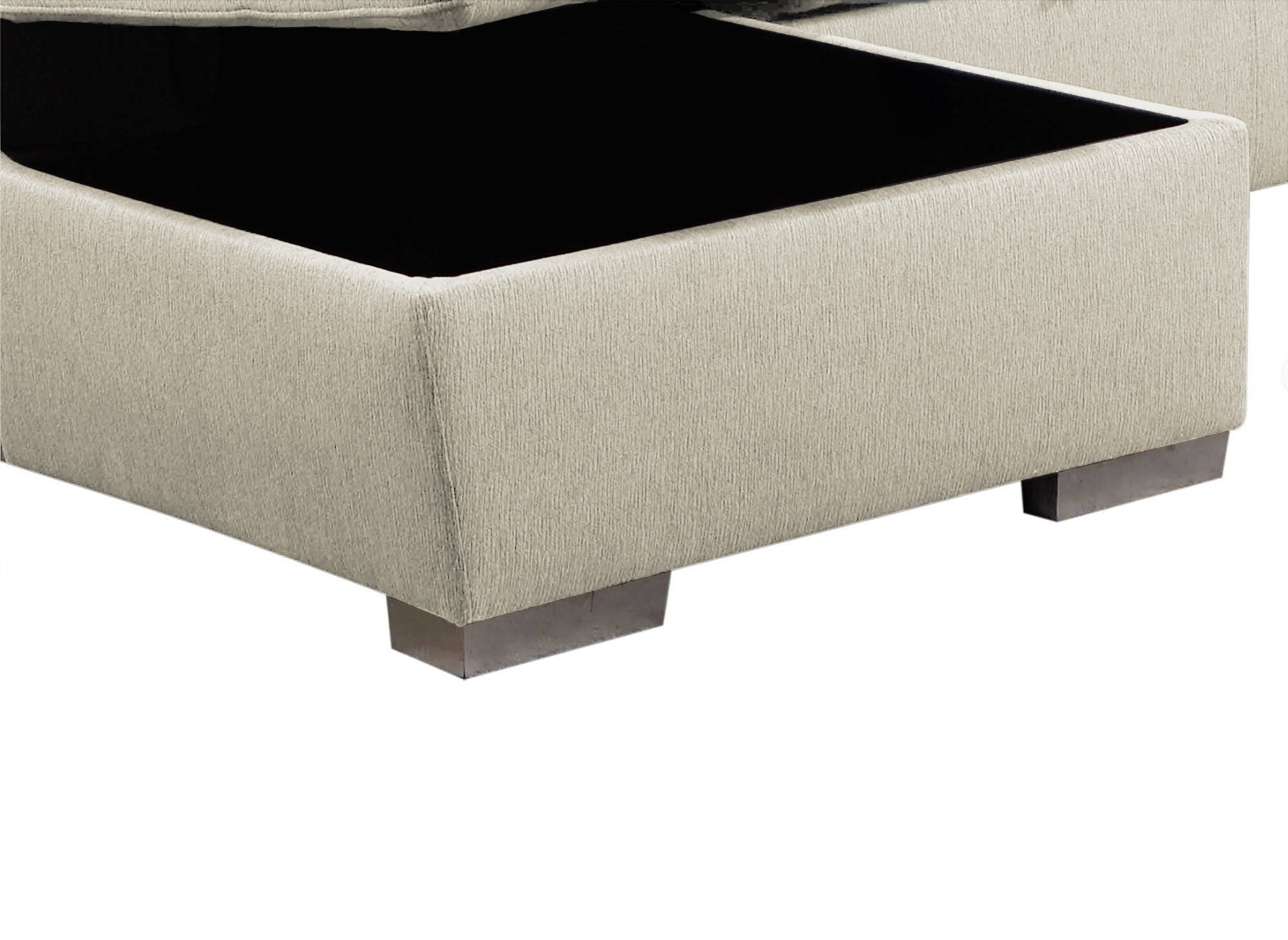 Sofá cama panorámico convertible GAELLE con compartimento de almacenamiento en tela beige - Esquina izquierda