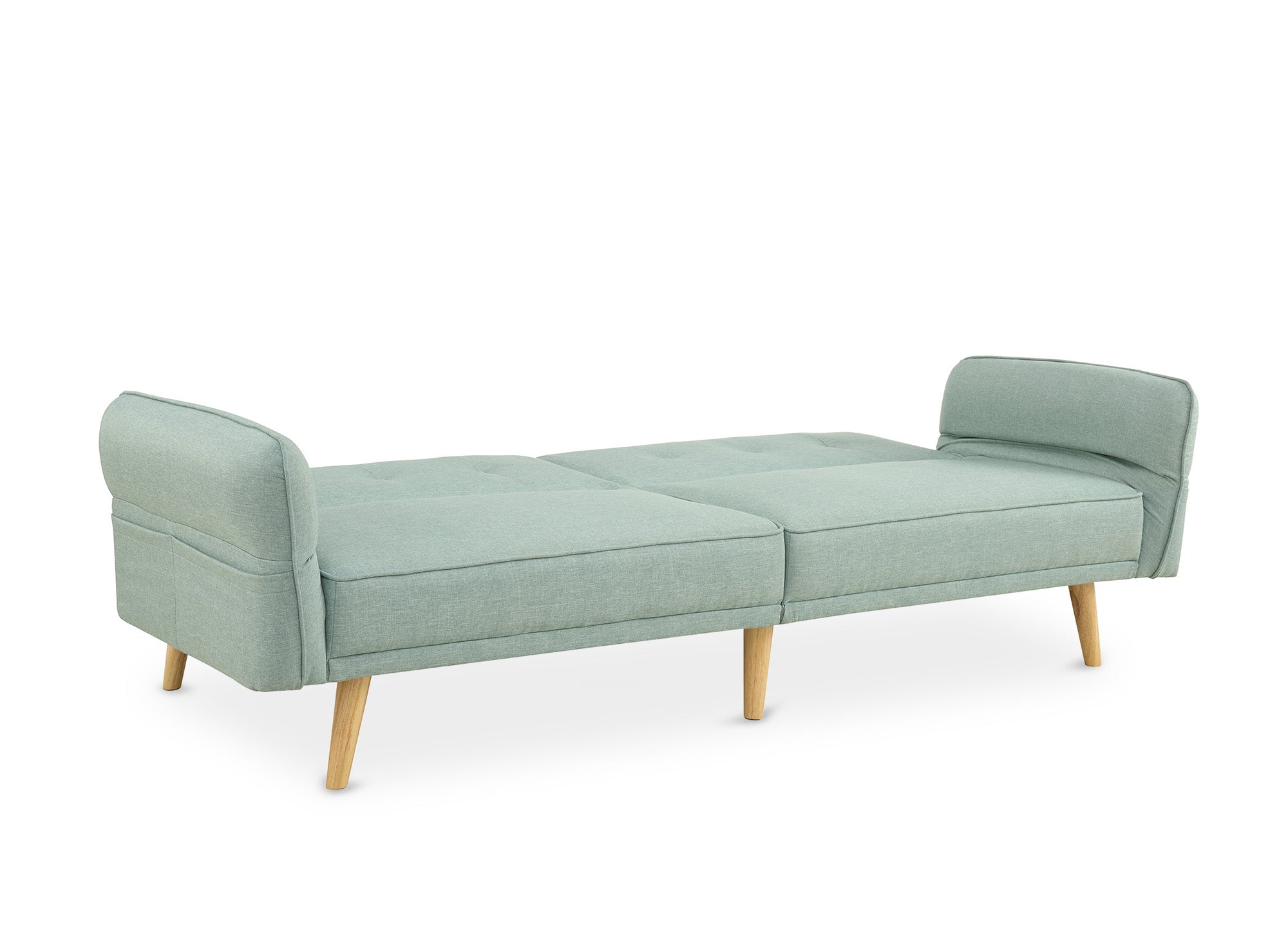 Sofá CHILI de 3 plazas con mecanismo clic-clac en tela verde agua