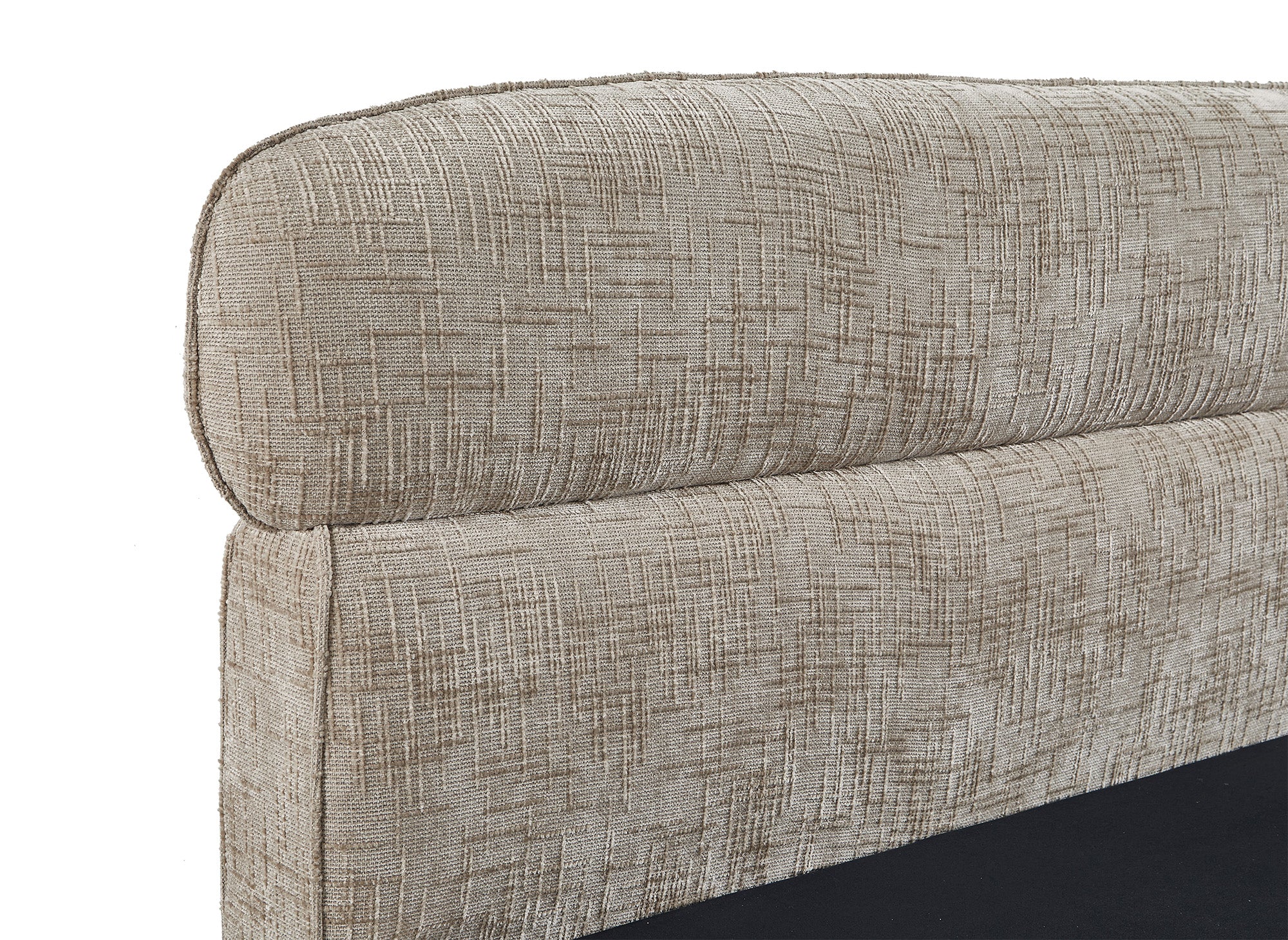 Cama con almacenaje MELO de terciopelo jaspeado color topo, 140x190 cm