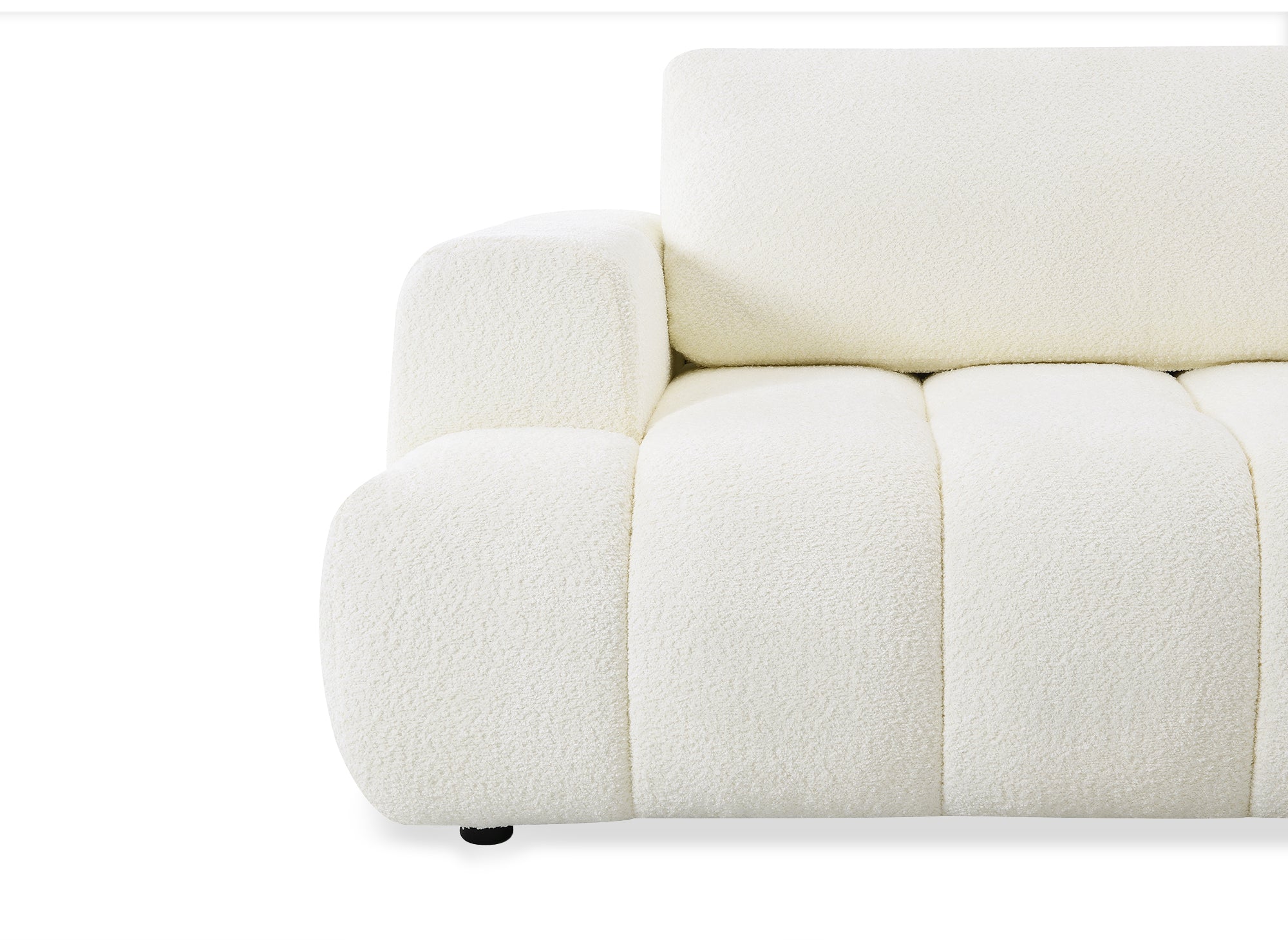 Sofá esquinero convertible HAVEN con almacenaje en tela bouclé color crudo - Esquinero derecho