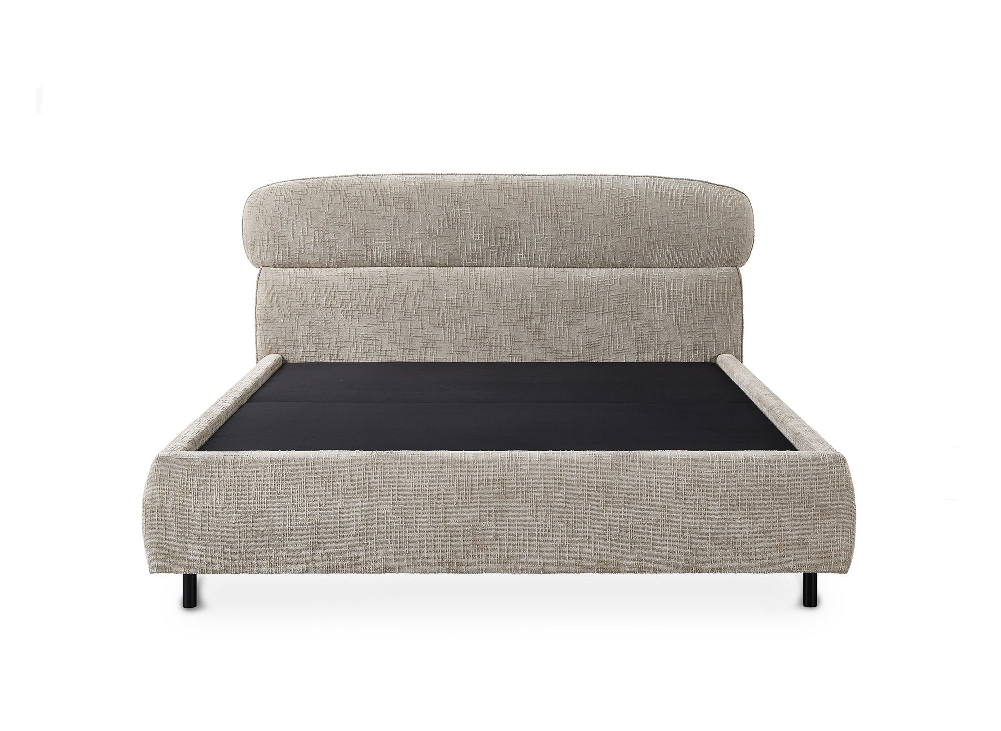 Cama con almacenaje MELO de terciopelo jaspeado color topo, 140x190 cm