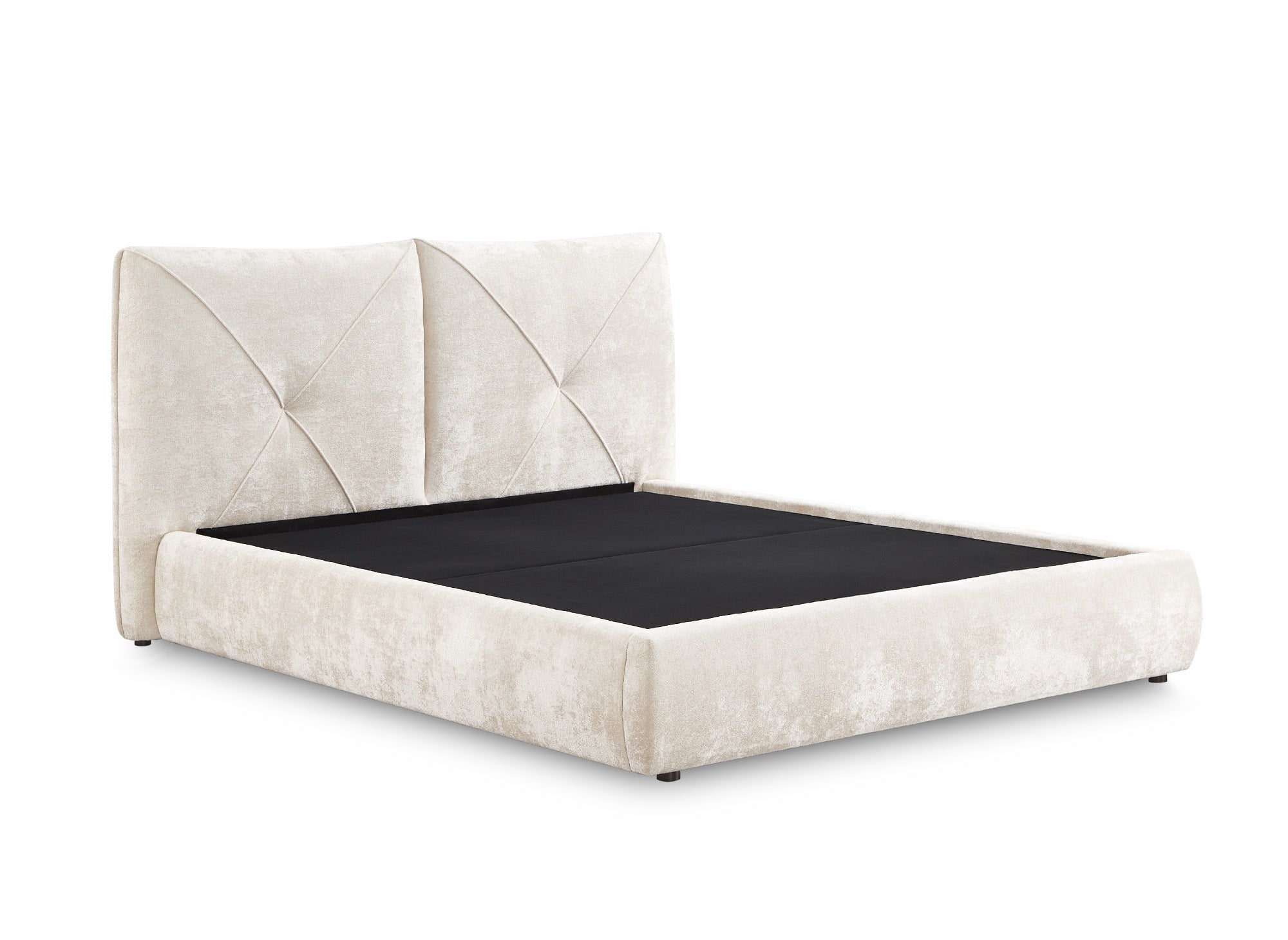 Cama de almacenaje NOAH de 160x200 cm, color beige, de suave tela de rizo.