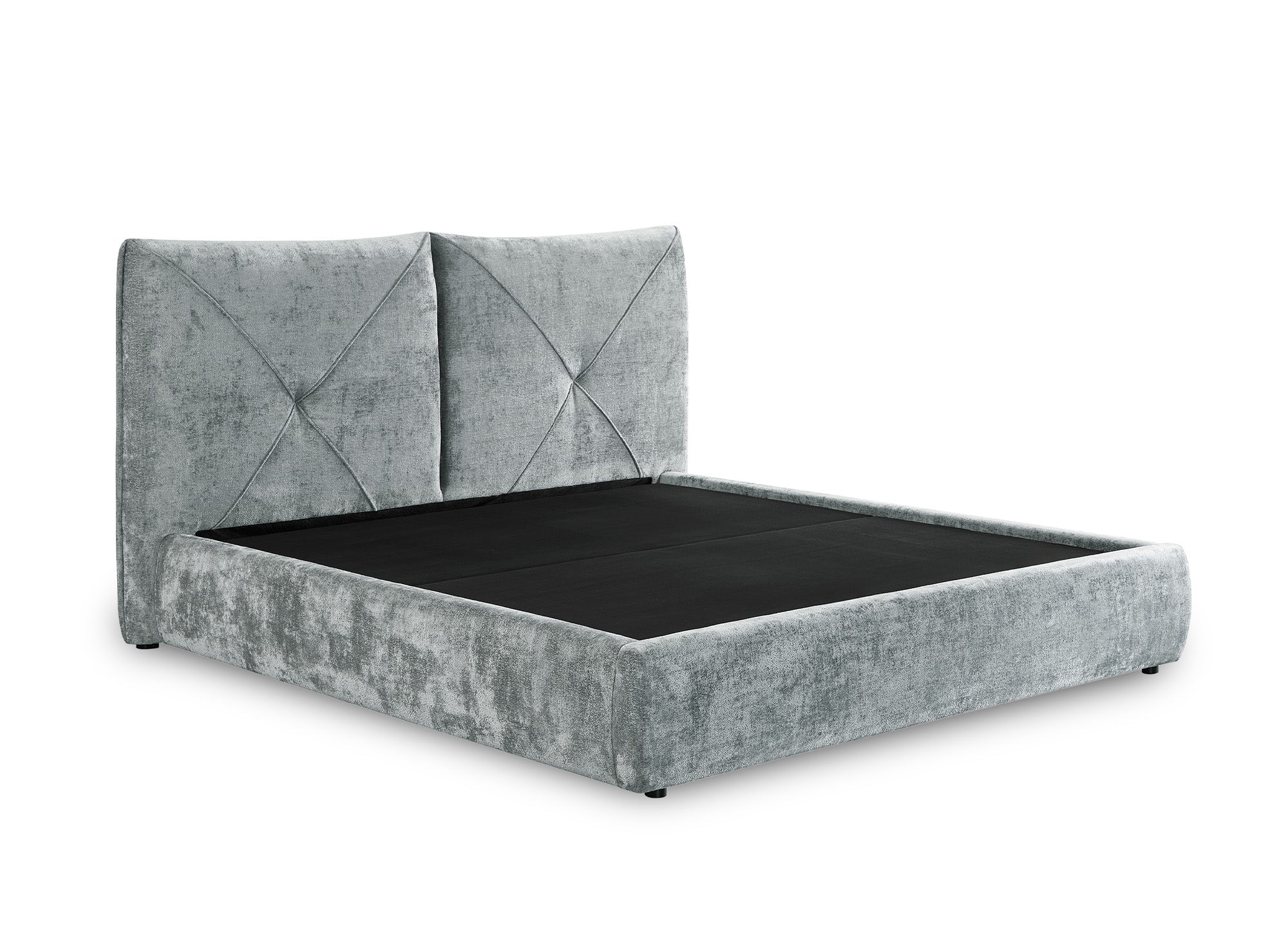 Cama con almacenaje NOAH de tela de rizo gris suave, 140 x 190 cm
