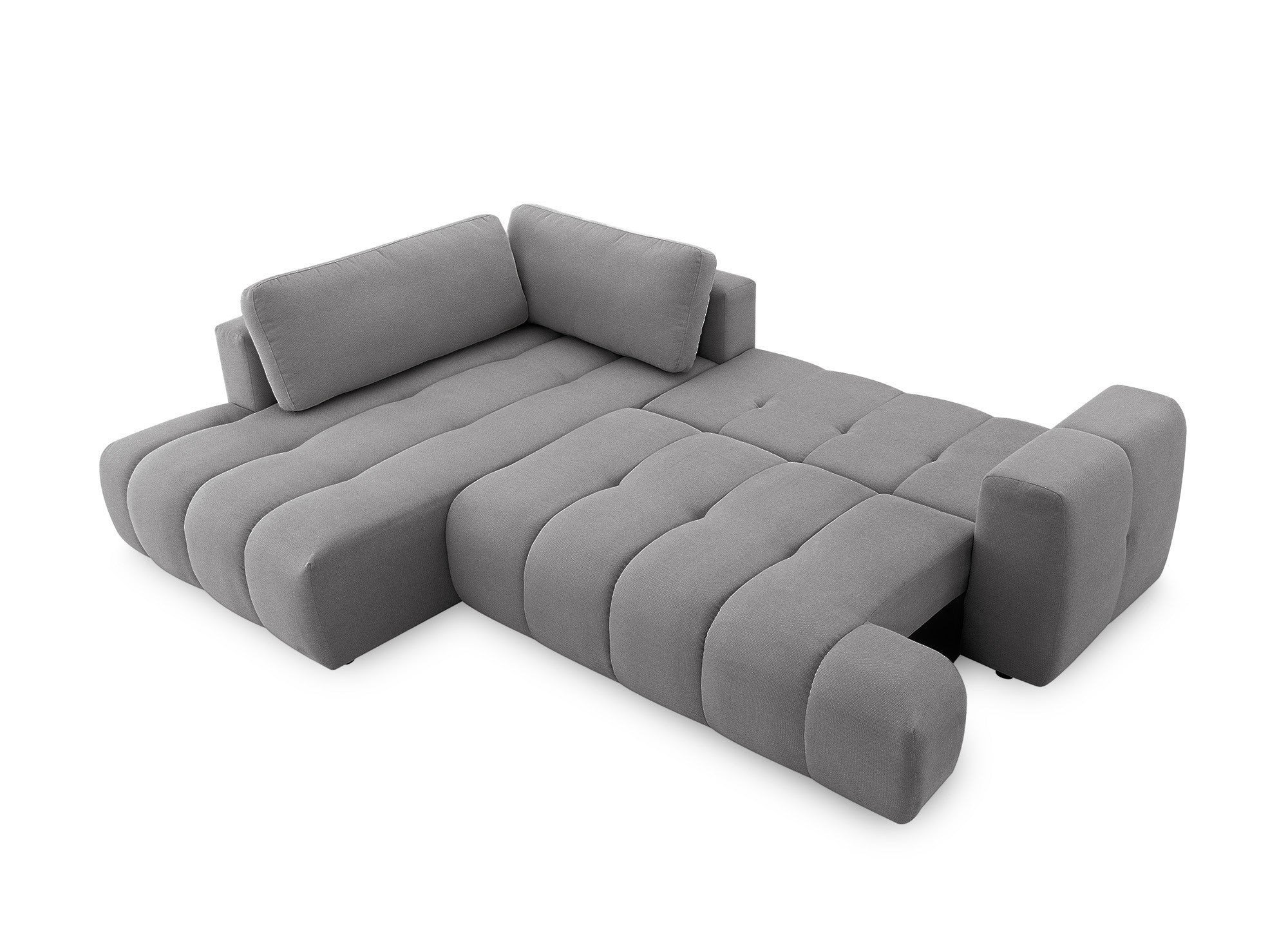 Sofá cama esquinero HAVEN con almacenaje en tela gris - Esquina izquierda