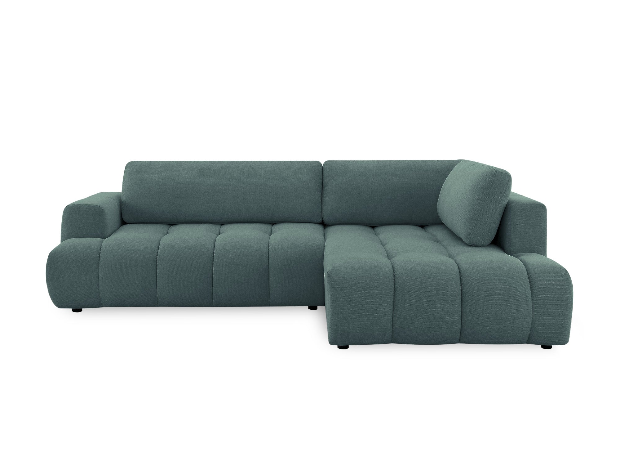 Sofá esquinero convertible HAVEN con almacenaje en tela verde oliva - Esquinero derecho