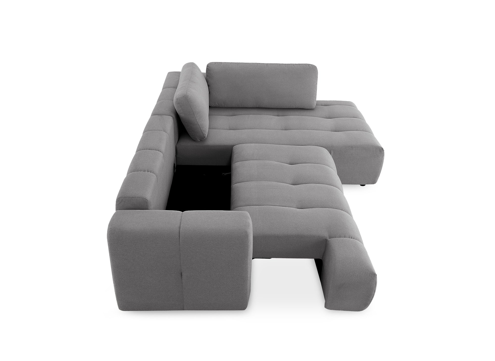 Sofá cama esquinero HAVEN con almacenaje en tela gris - Esquina derecha