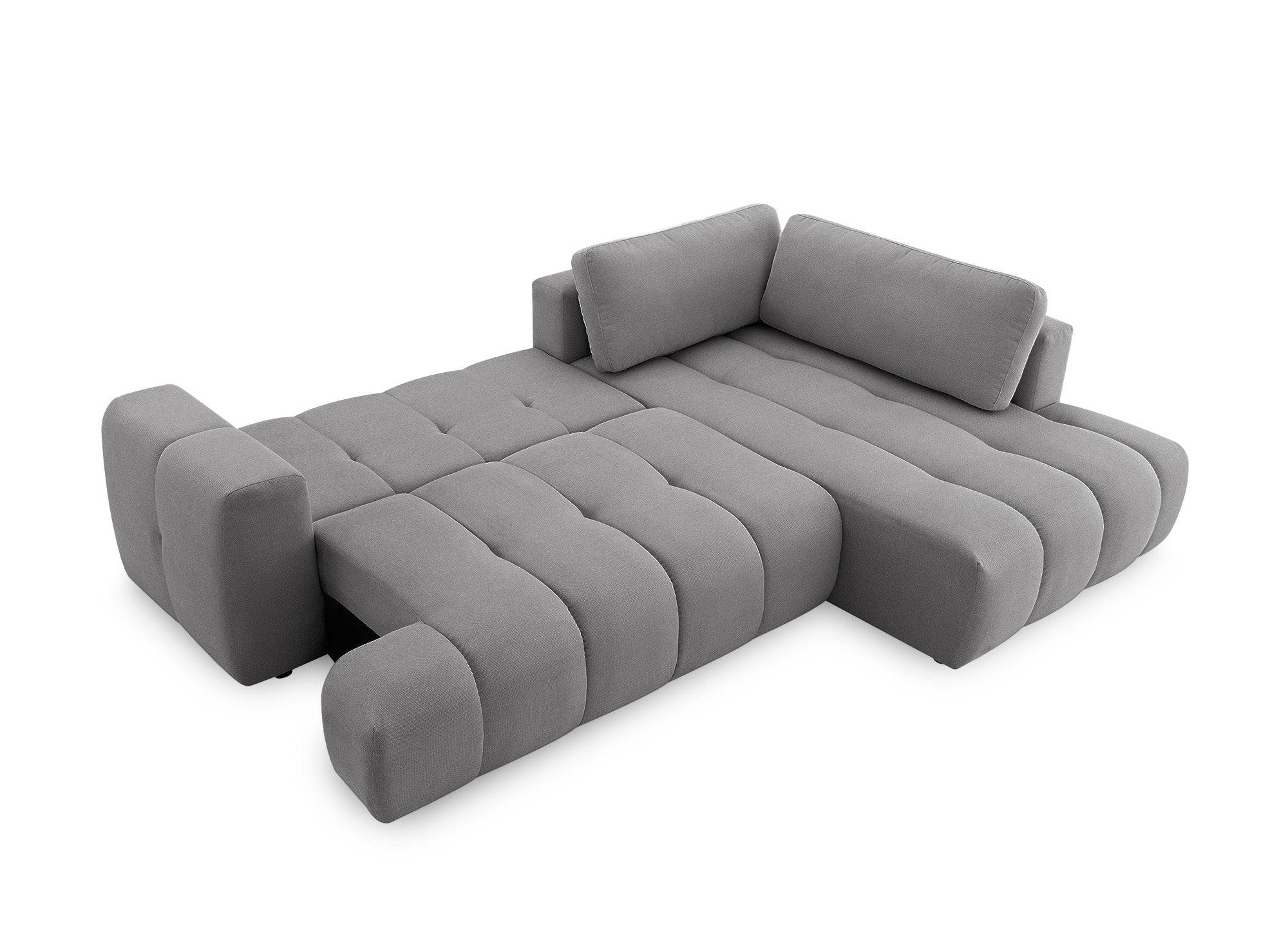 Sofá cama esquinero HAVEN con almacenaje en tela gris - Esquina derecha