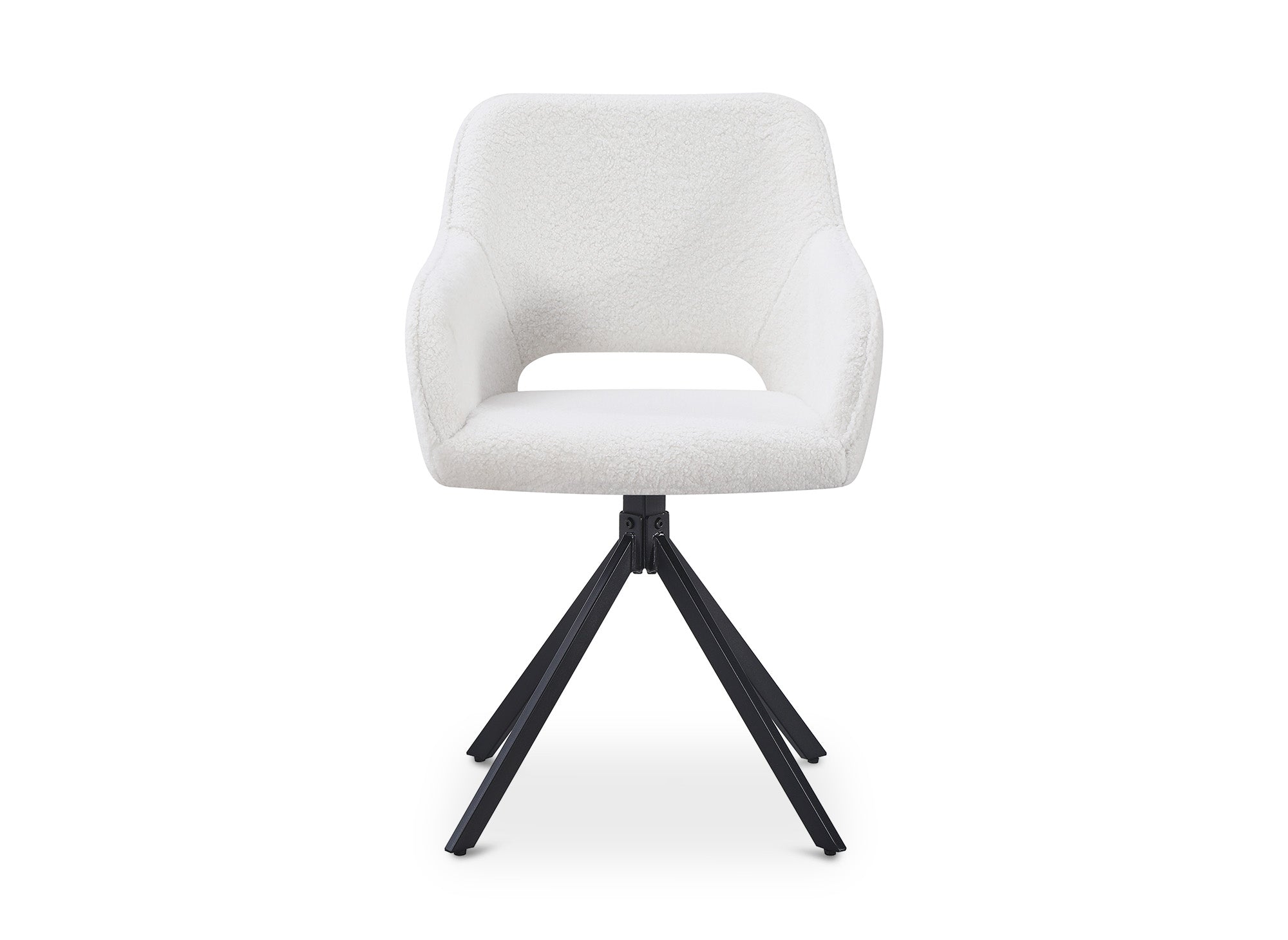 Juego de 2 sillas giratorias de diseño CIEL en tela bouclé color blanco hueso