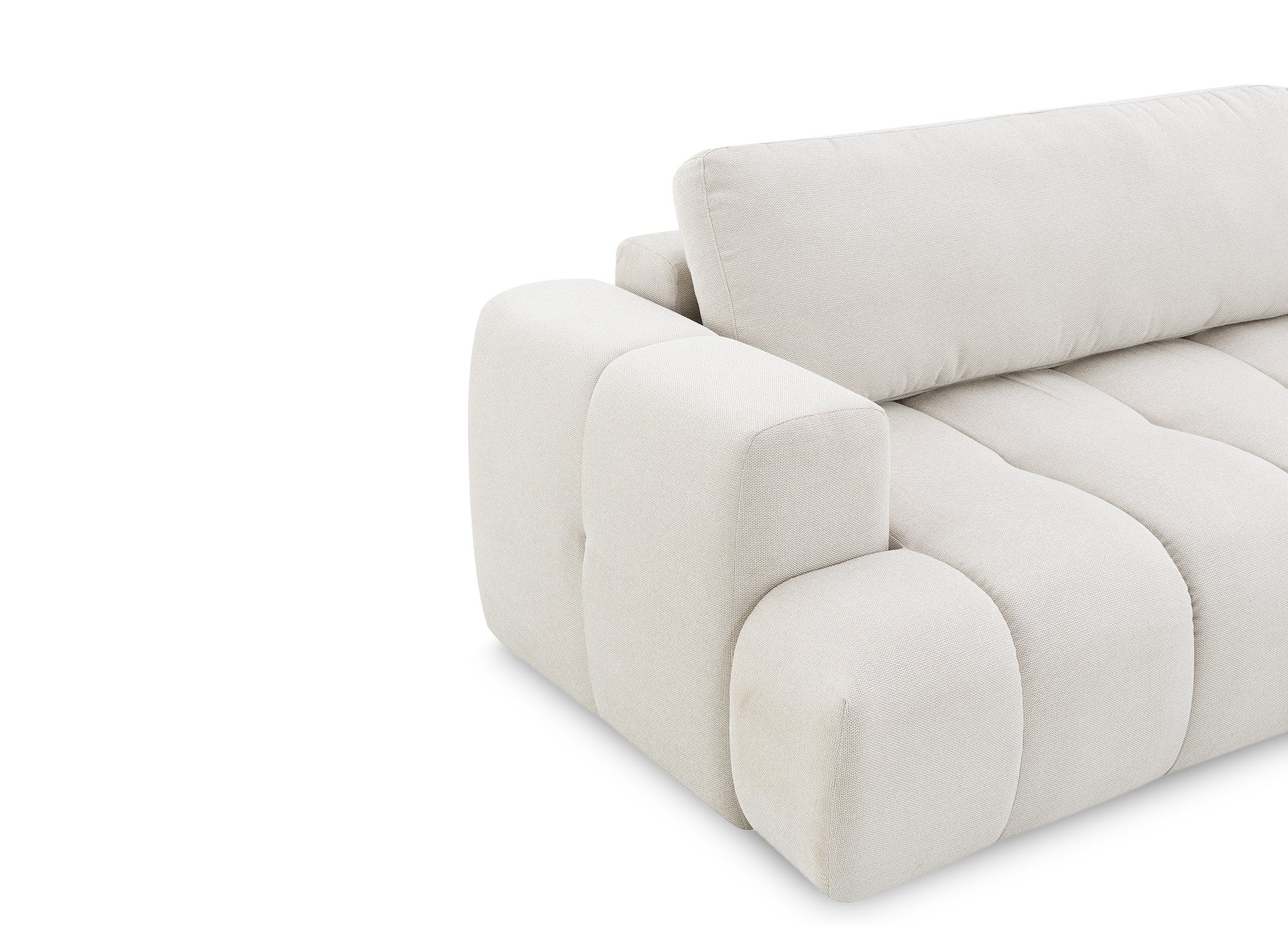 Sofá esquinero convertible HAVEN con almacenaje en tela beige - Esquinero derecho