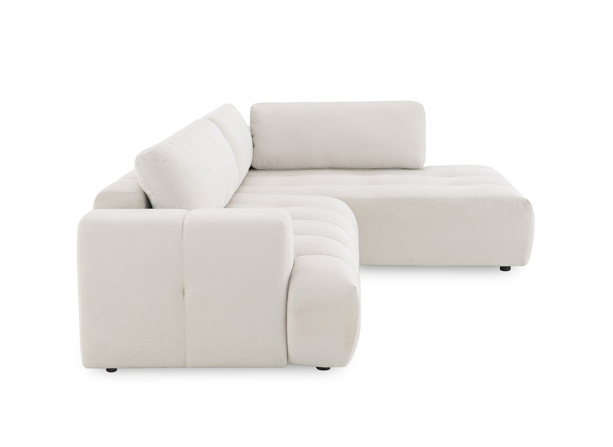 Sofá esquinero convertible HAVEN con almacenaje en tela beige - Esquinero derecho