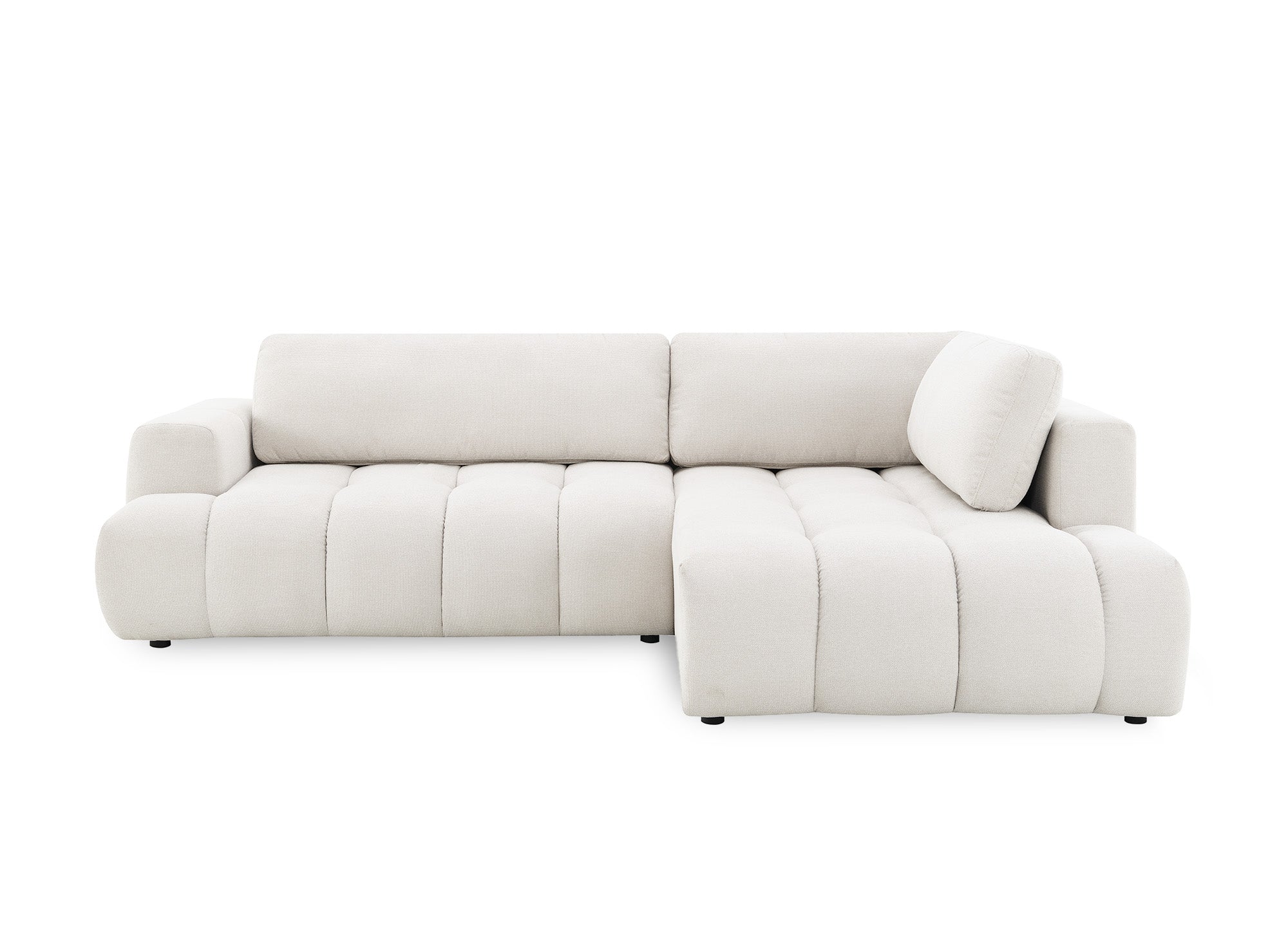 Sofá esquinero convertible HAVEN con almacenaje en tela beige - Esquinero derecho