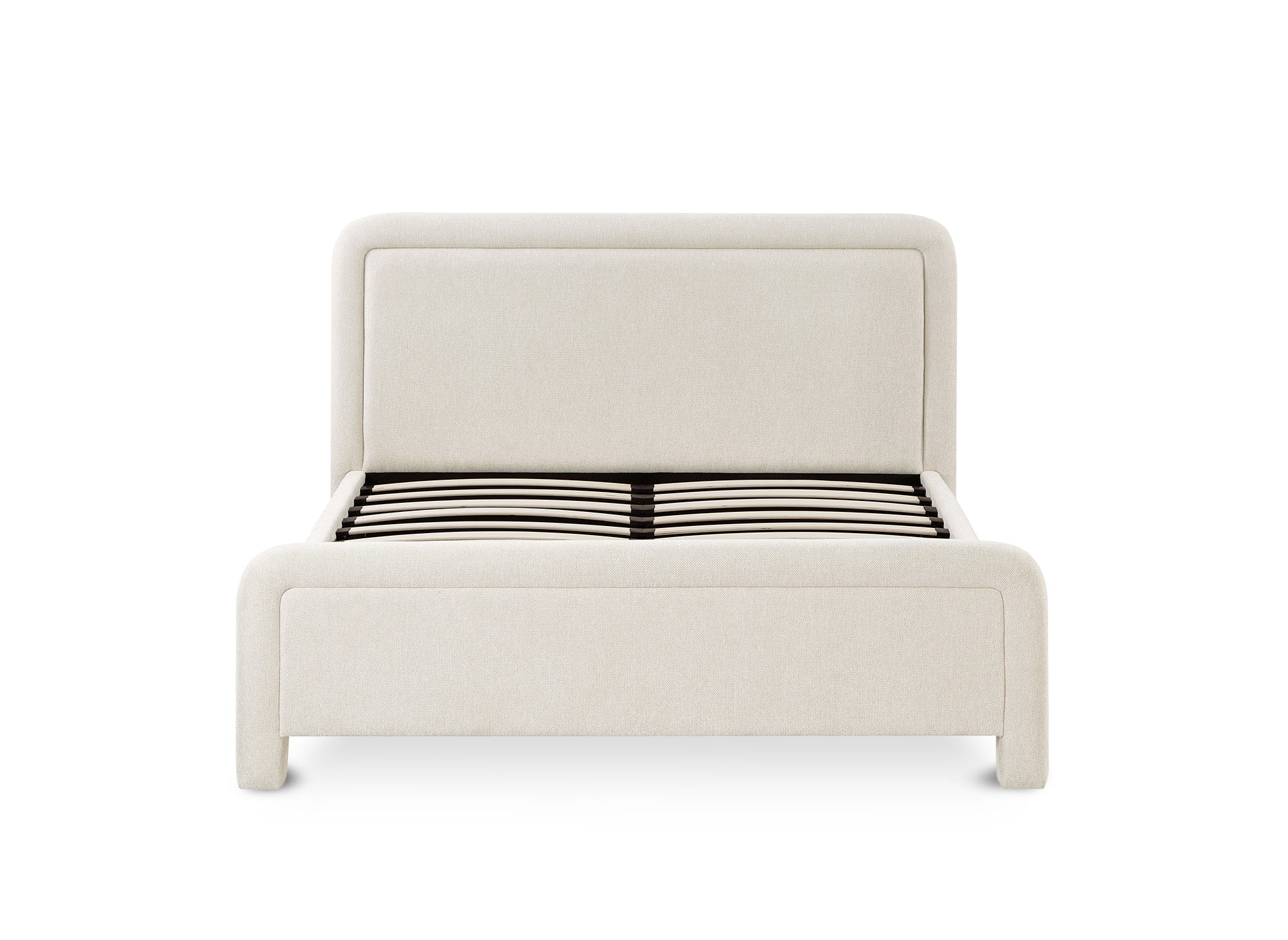 Cama doble ANELA de tela suave color beige, 160 x 200 cm